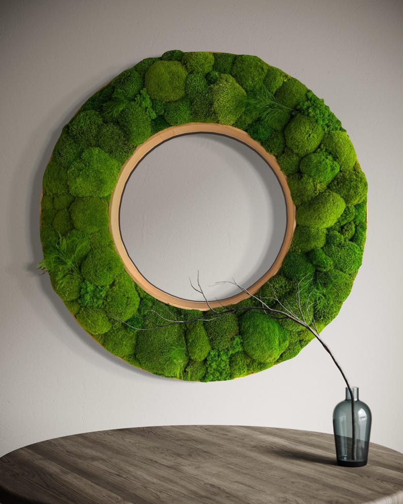 Moss Wall Art - Round wall art - Moss Ring - Preserved Moss Art with LED lighting - Statement Wall Art