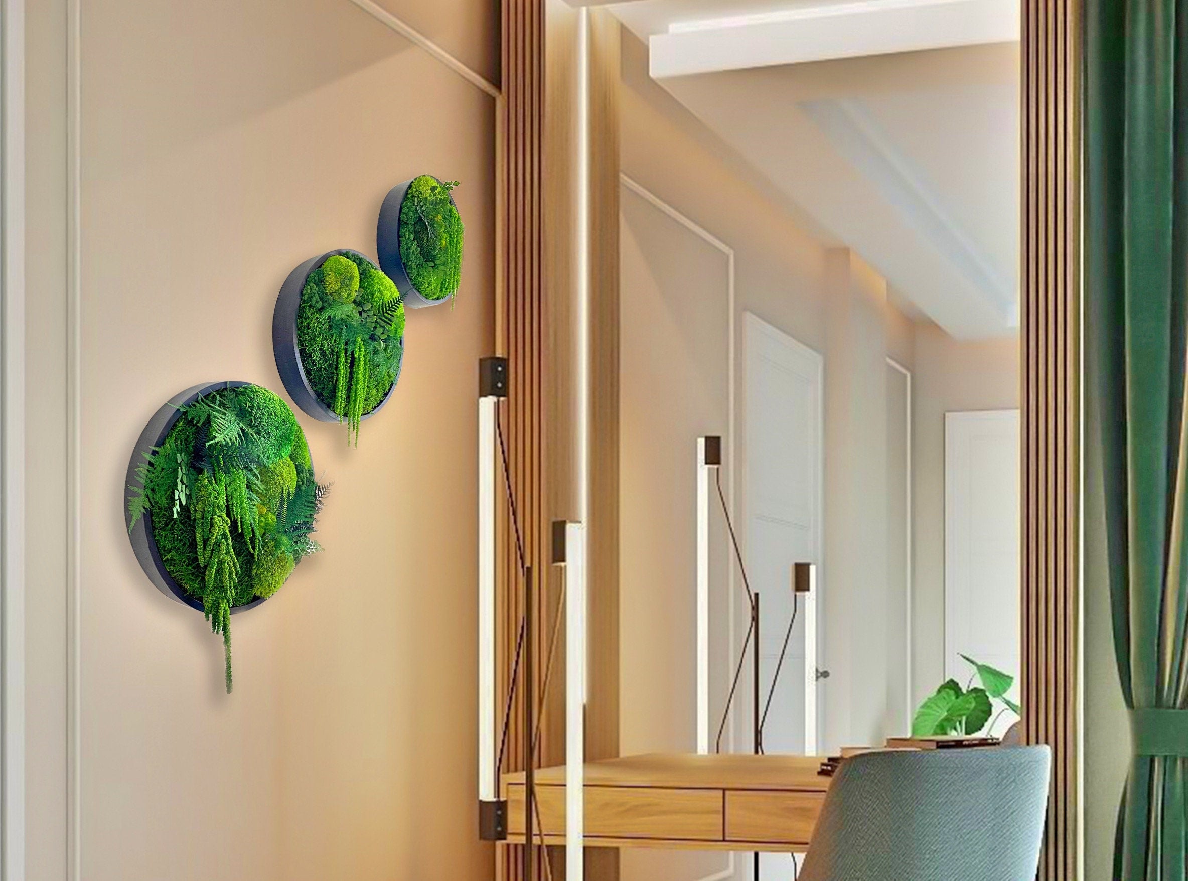 Moss wall art - Preserved Moss - Round art - circular art - living wall