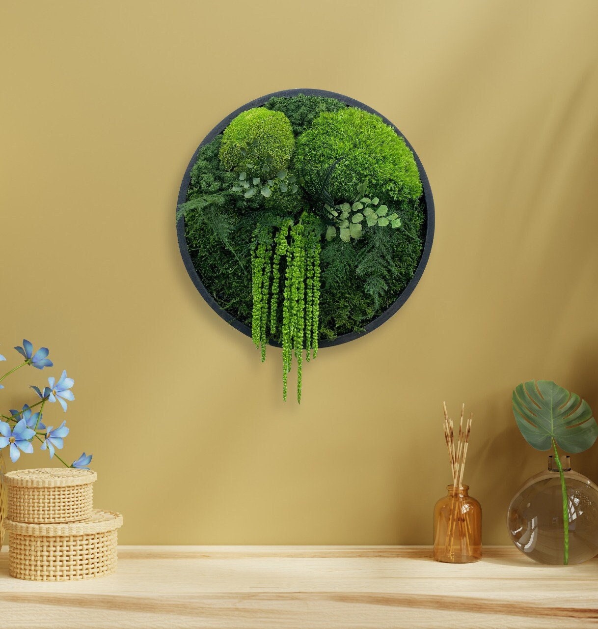Moss wall art - Preserved Moss - Round art - circular art - living wall