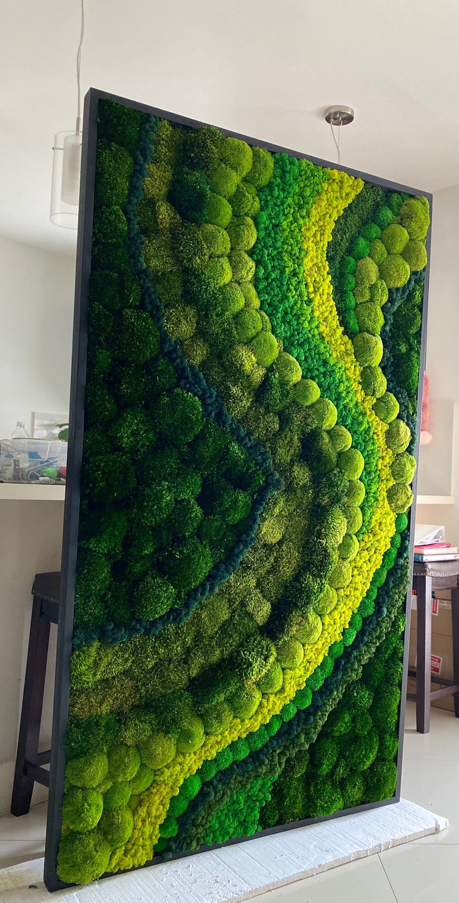 Moss Wall Art. Wall Decor. Green wall. Oak frame Statement Art. Planted mosswall