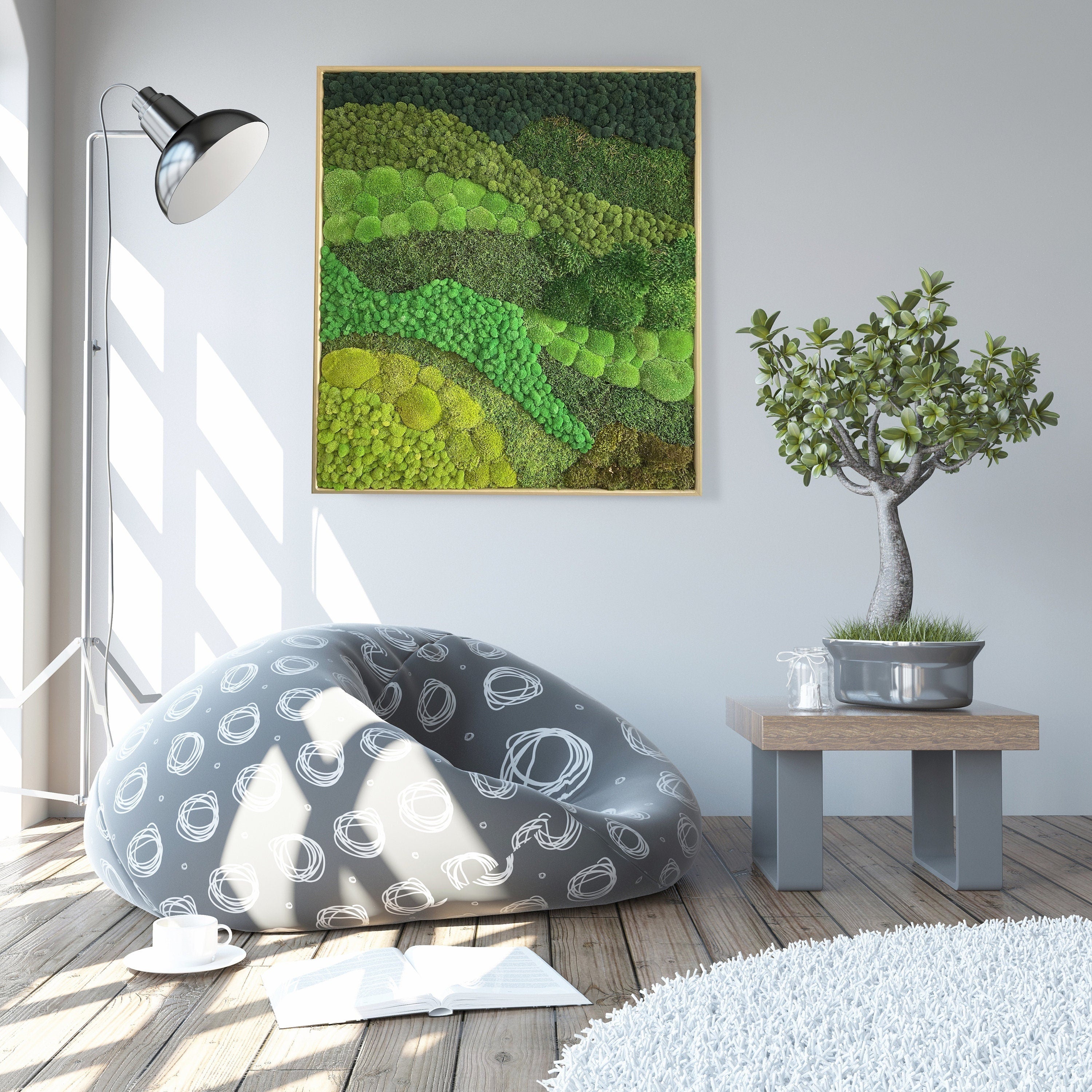 Moss wall art. Moss frame. Moss art. Green wall