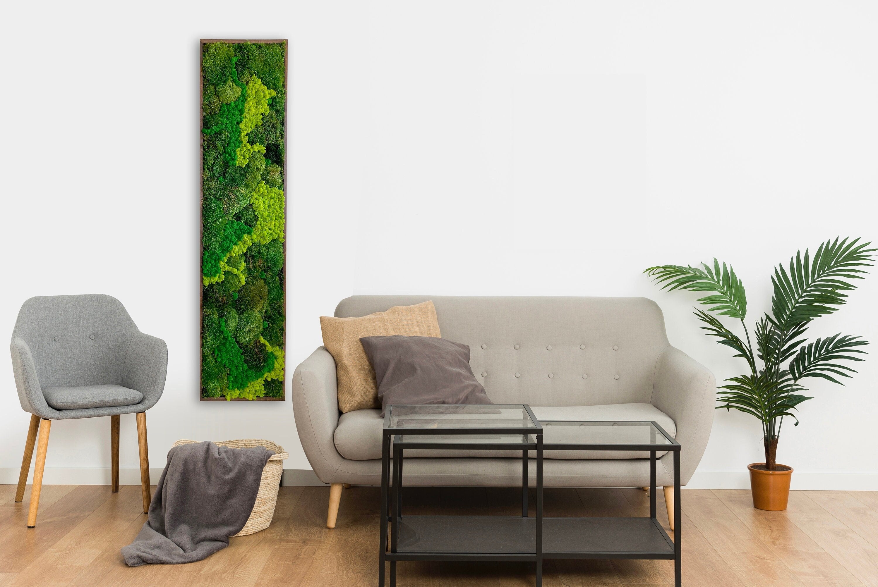 Moss art. Green wall. Preserved Moss. Plant wall