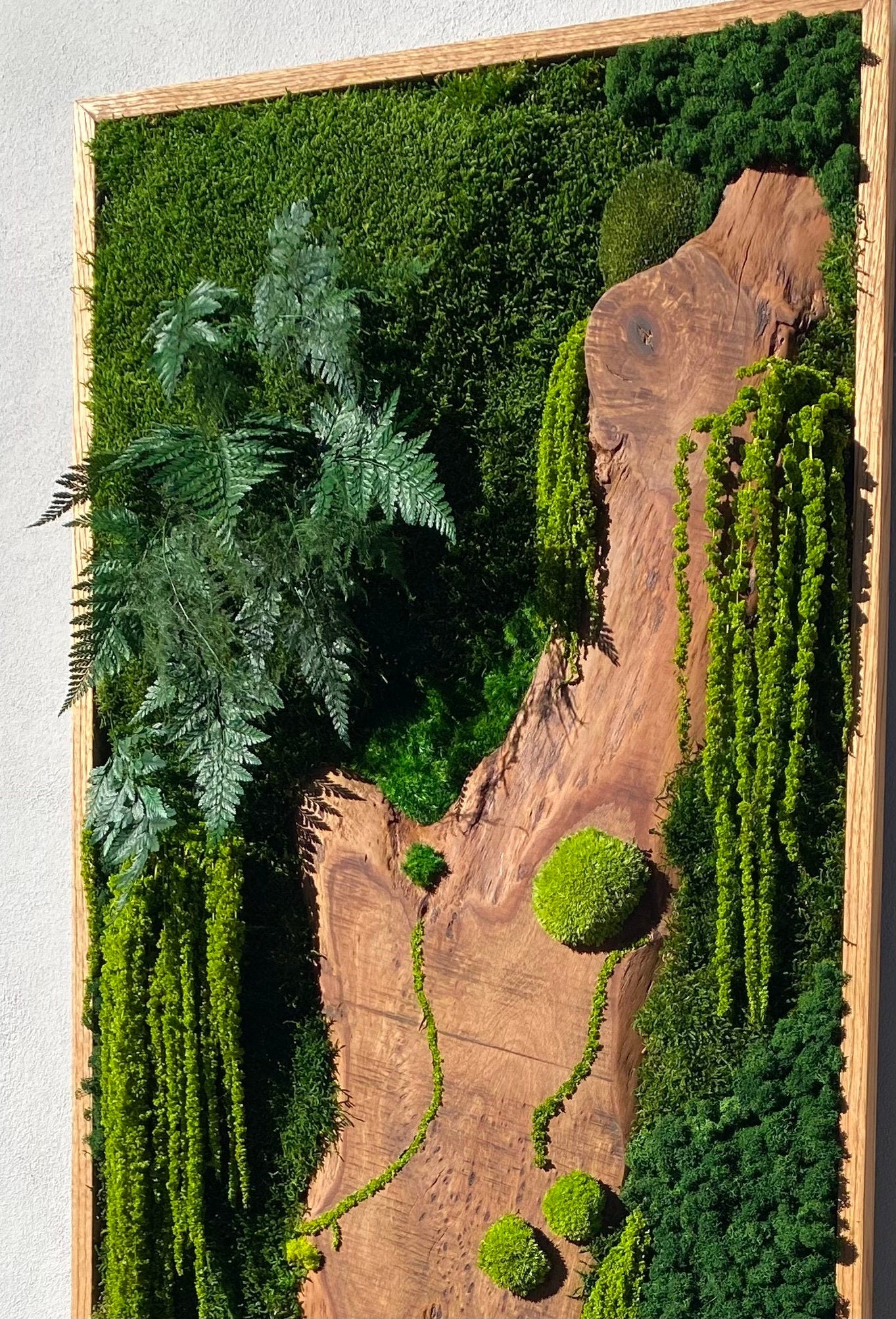 Moss Wall Art - Wood moss art - live Edge Art - Unique Statement Piece - Moss Art