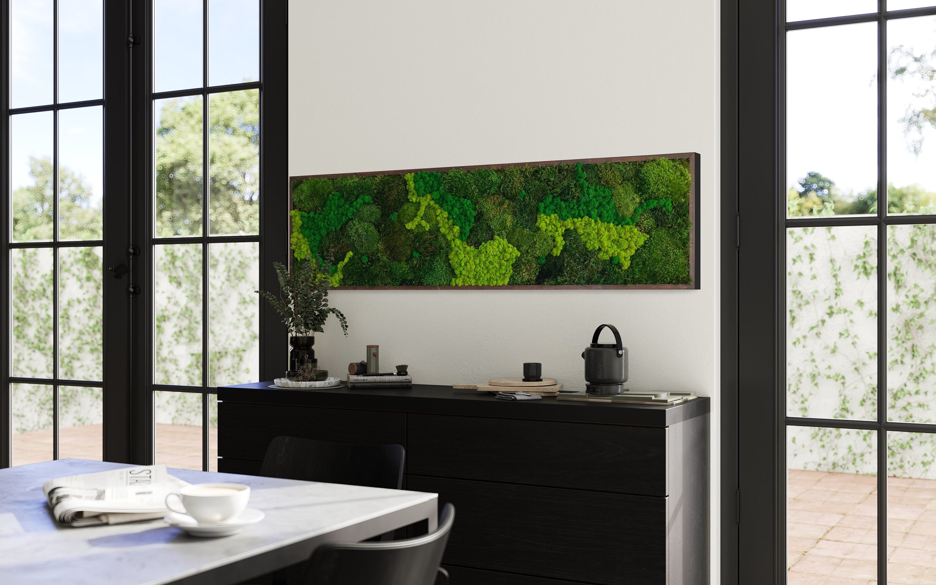 Moss art. Green wall. Preserved Moss. Plant wall