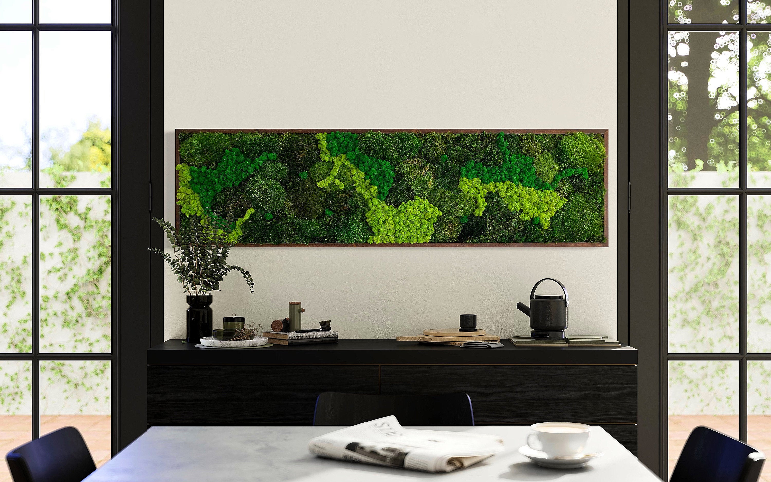 Moss art. Green wall. Preserved Moss. Plant wall