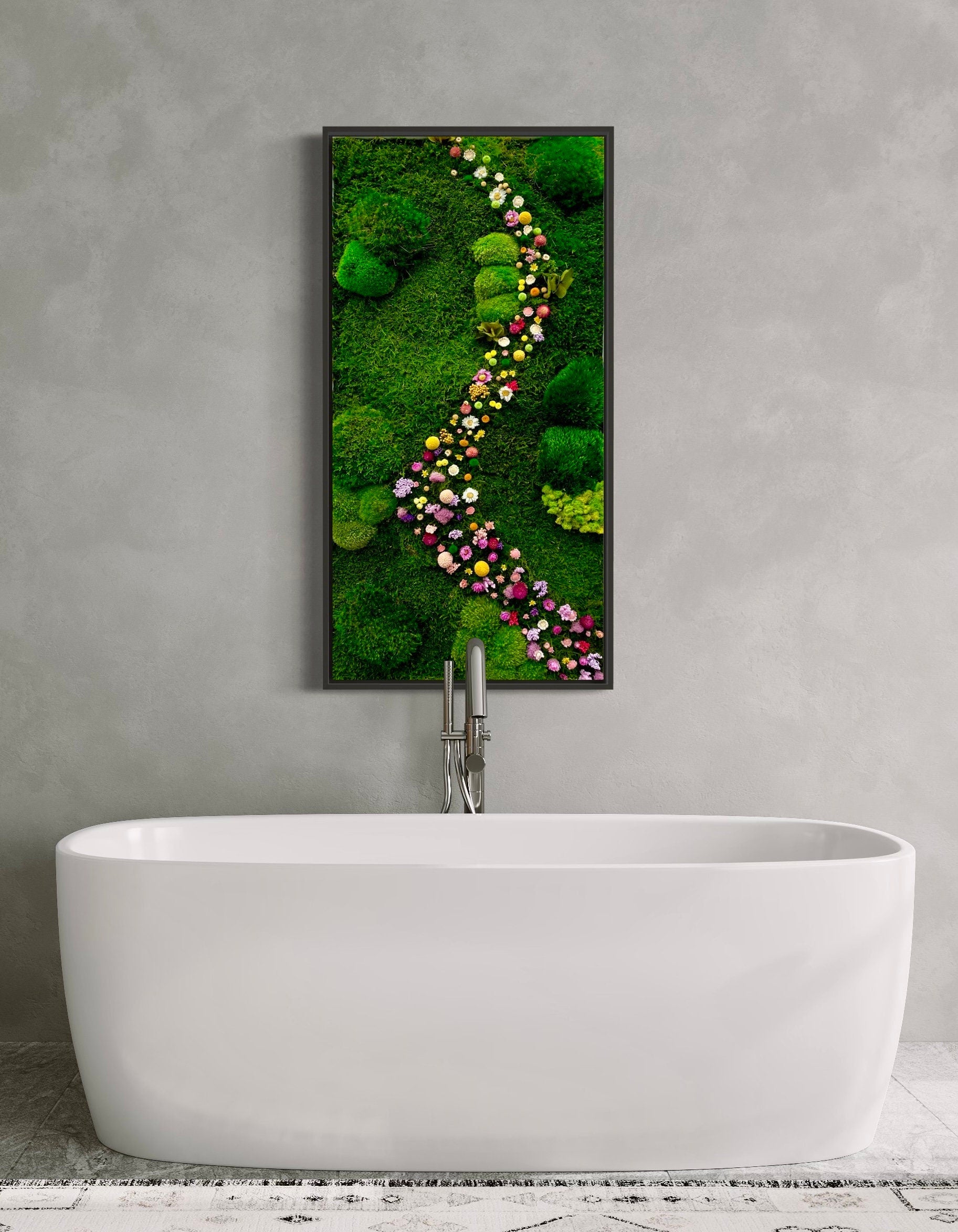 Moss wall Art. Flower art. Moss Painting. Moss wall. Preserved moss art with Flowers