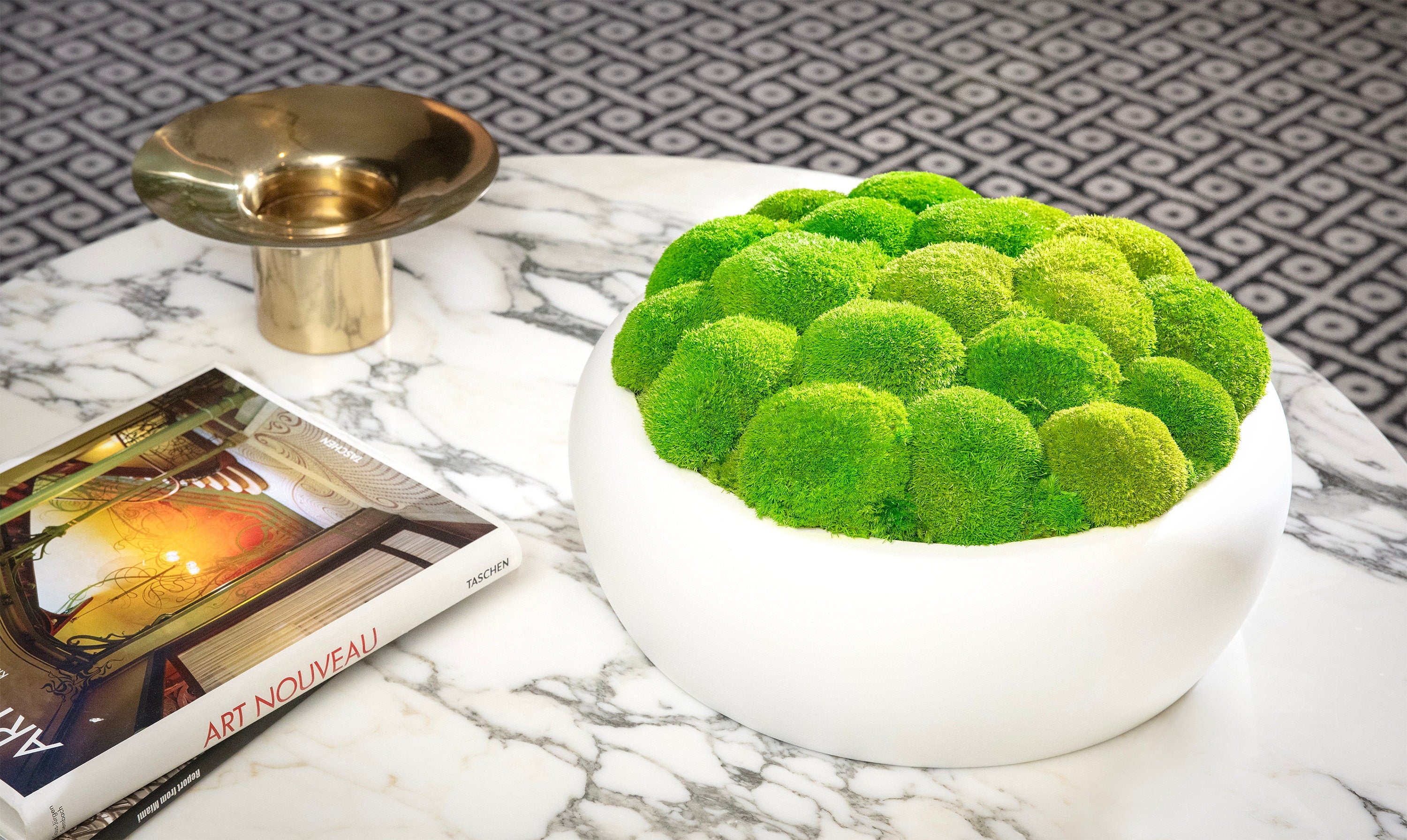 Large Moss Centerpiece - Moss bowl arrangement - Pillow Moss in Modern Bowl - Home decor
