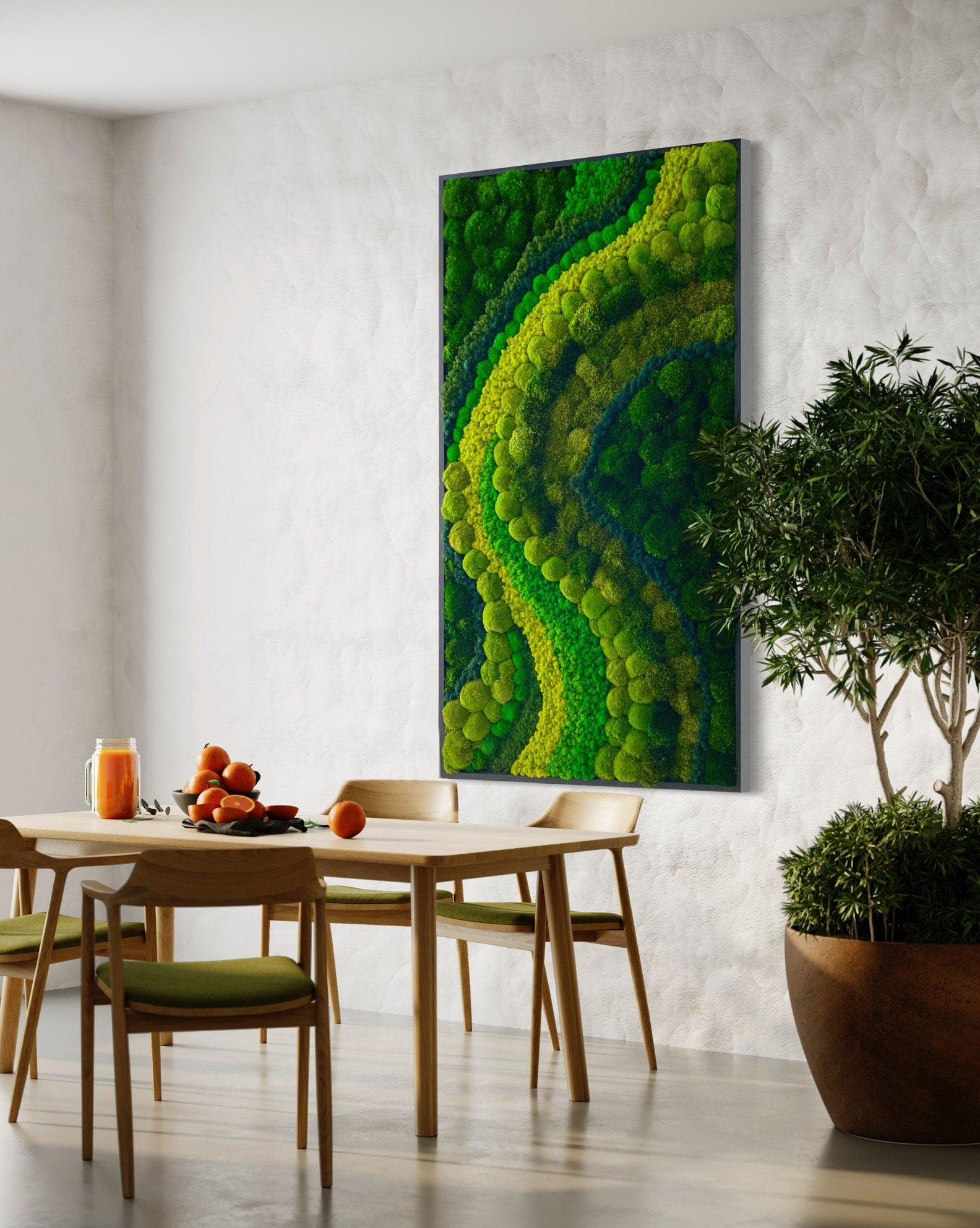 Moss Wall Art. Wall Decor. Green wall. Oak frame Statement Art. Planted mosswall