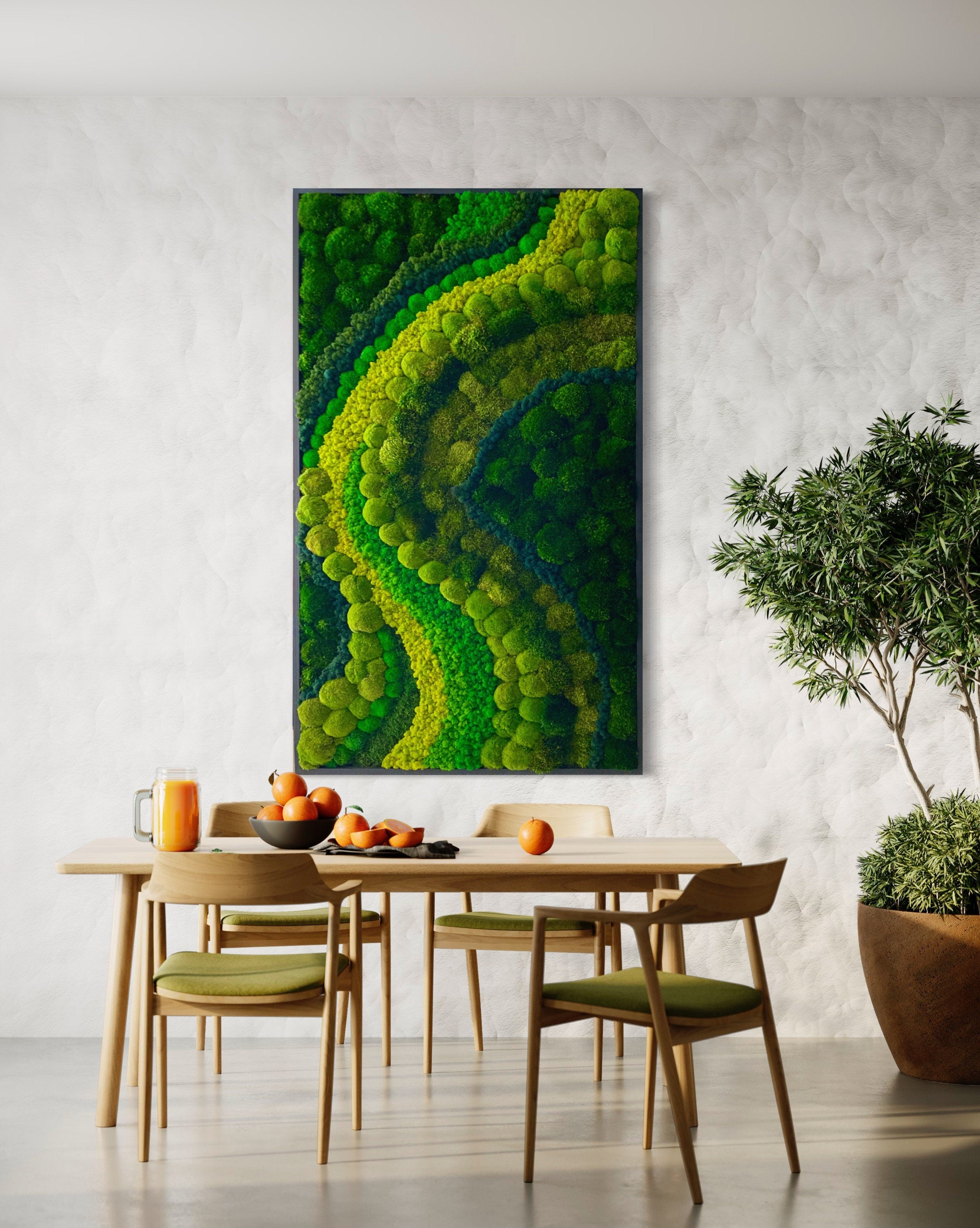 Moss Wall Art. Wall Decor. Green wall. Oak frame Statement Art. Planted mosswall