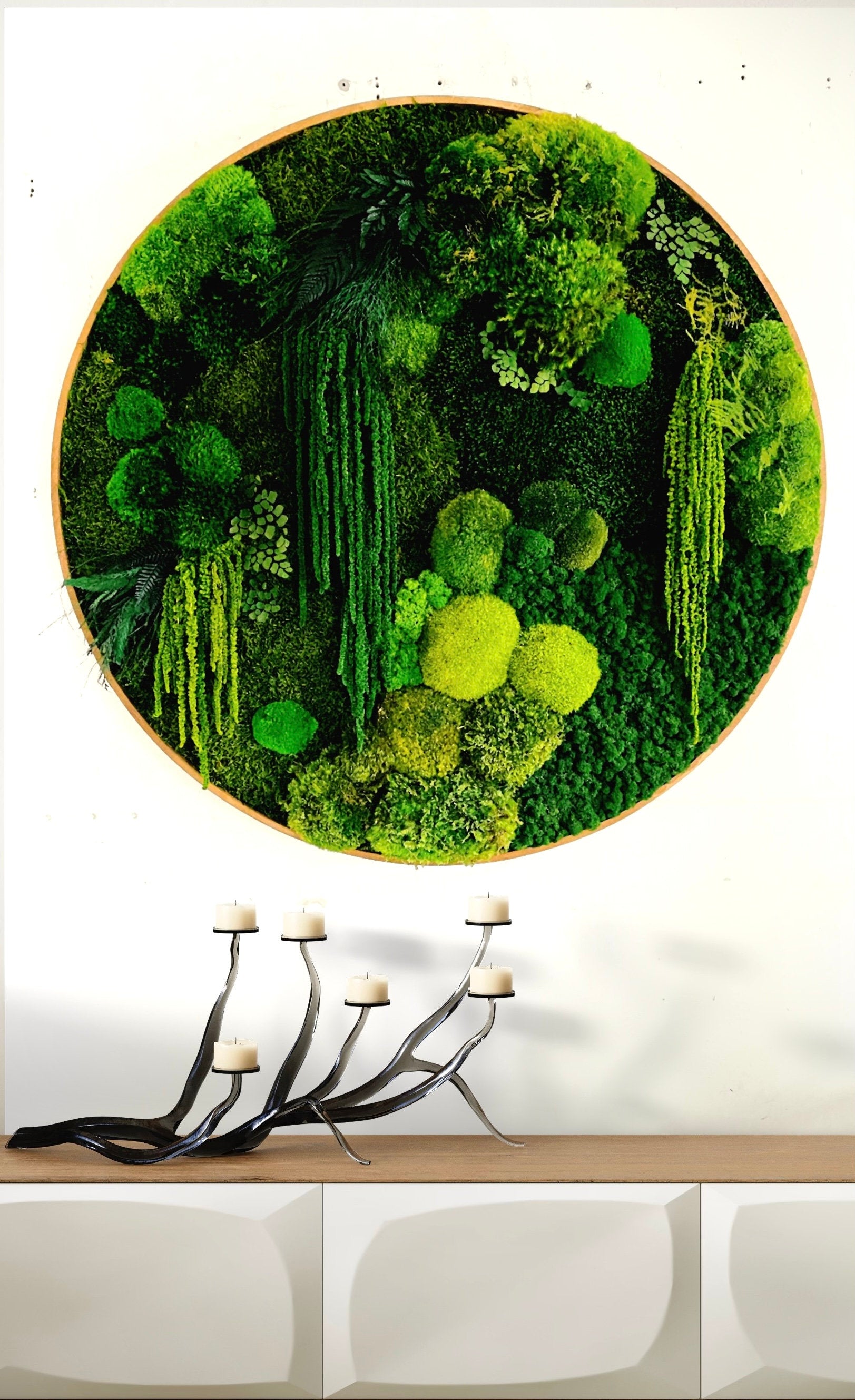 Large Moss wall art - Preserved Moss - Round art - circular art - green wall
