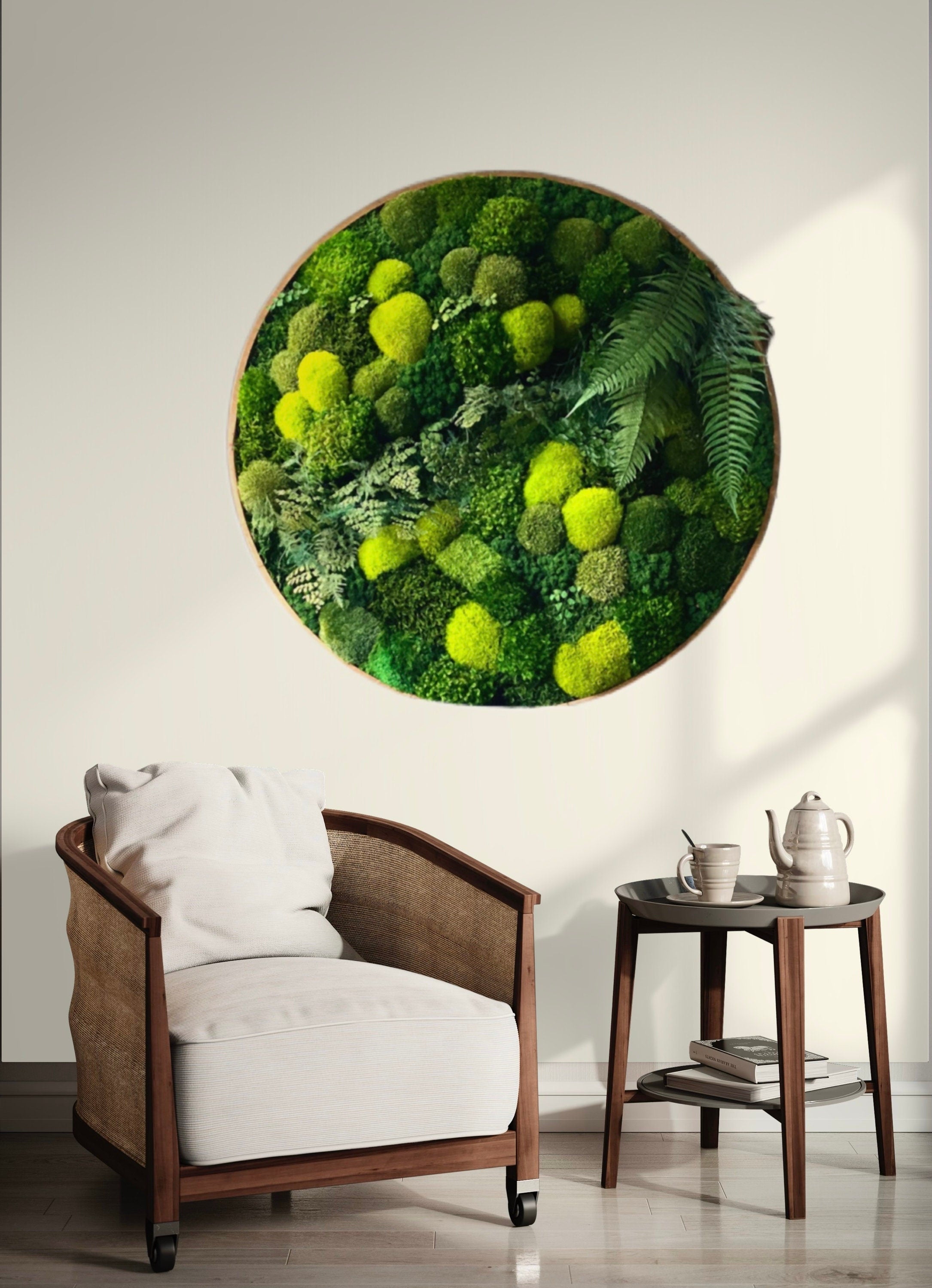 Moss wall art - Preserved Moss art - Round art - circular art - green wall