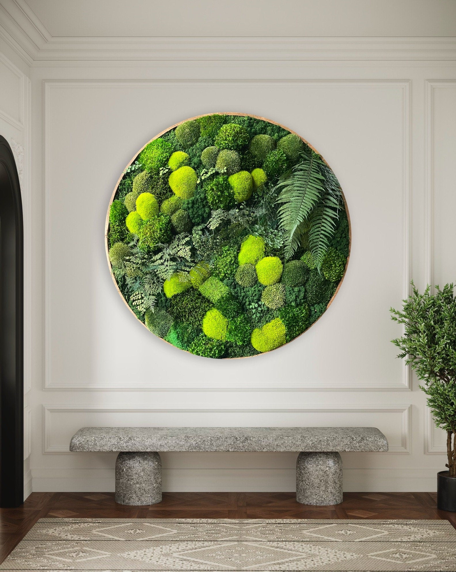 Moss wall art - Preserved Moss art - Round art - circular art - green wall