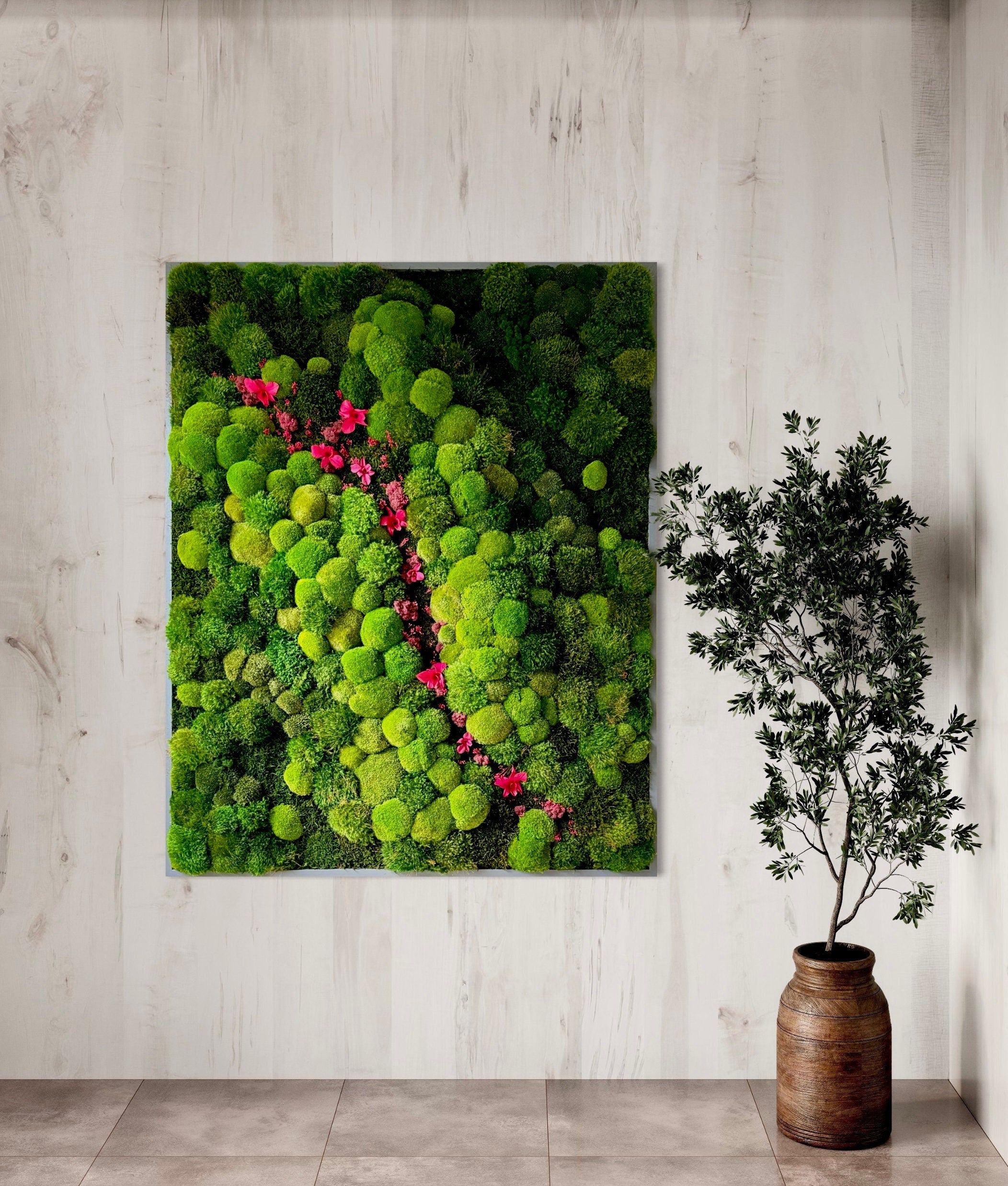 Moss Wall Art. Moss Art. Preserved Moss. Living walL. Preserved Moss with Orchids