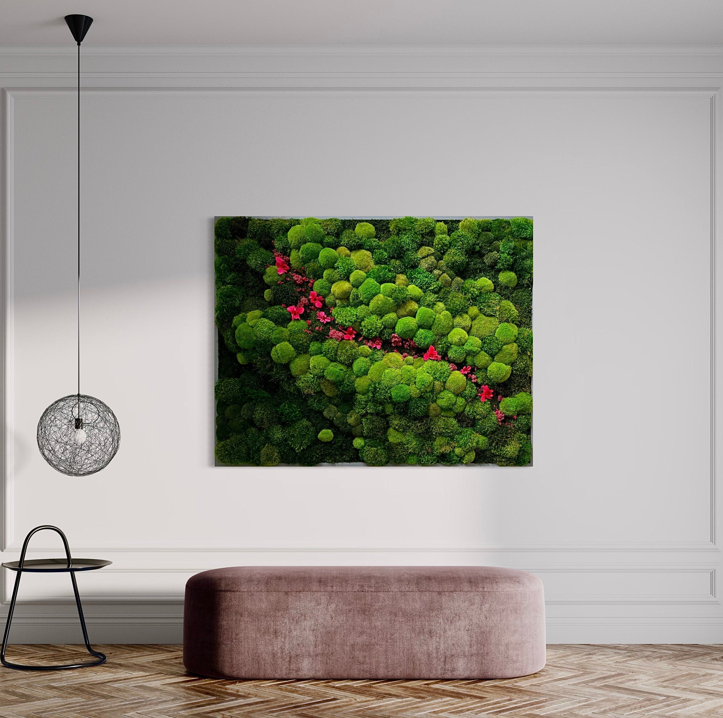 Moss Wall Art. Moss Art. Preserved Moss. Living walL. Preserved Moss with Orchids