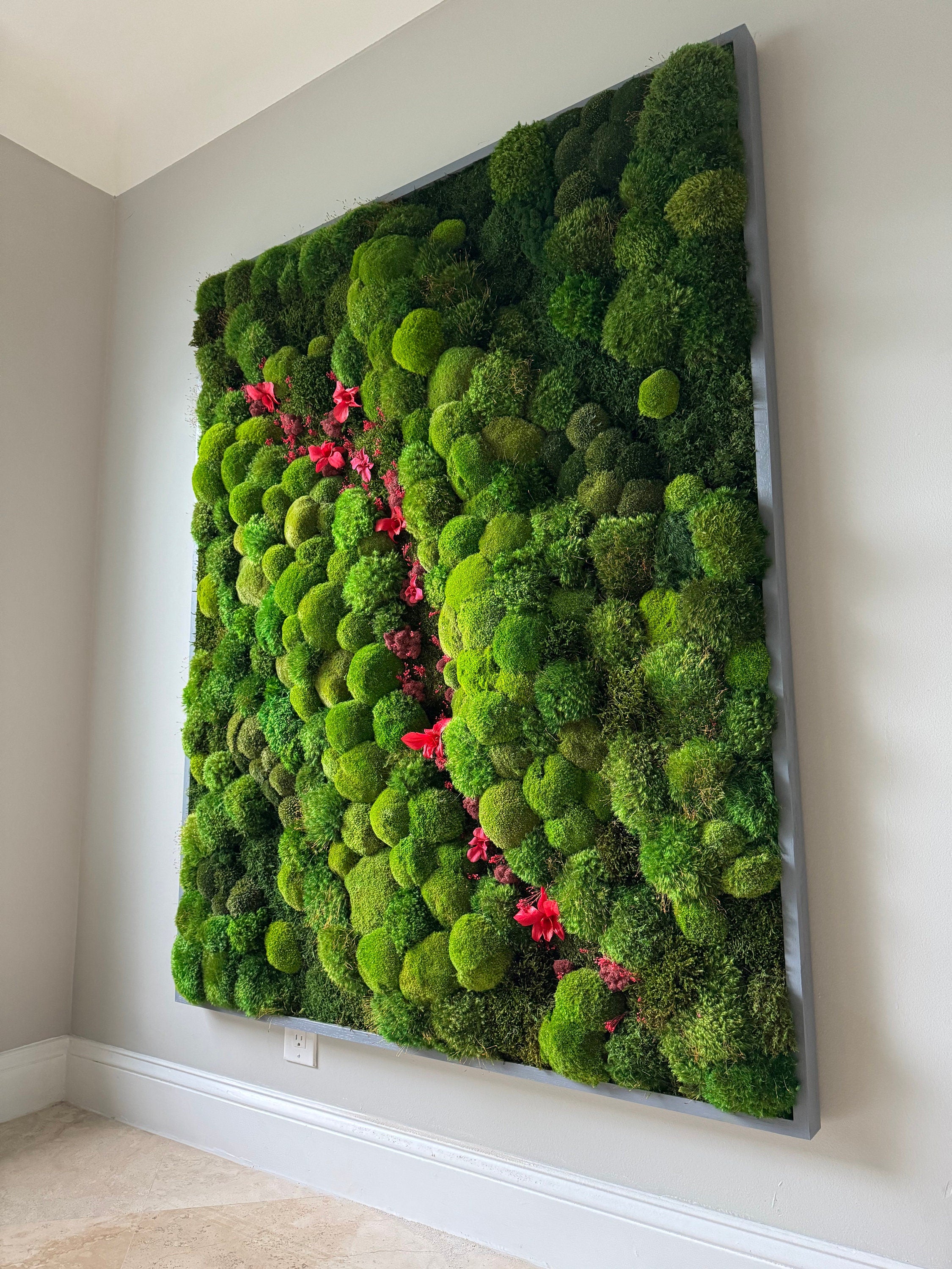 Moss Wall Art. Moss Art. Preserved Moss. Living walL. Preserved Moss with Orchids
