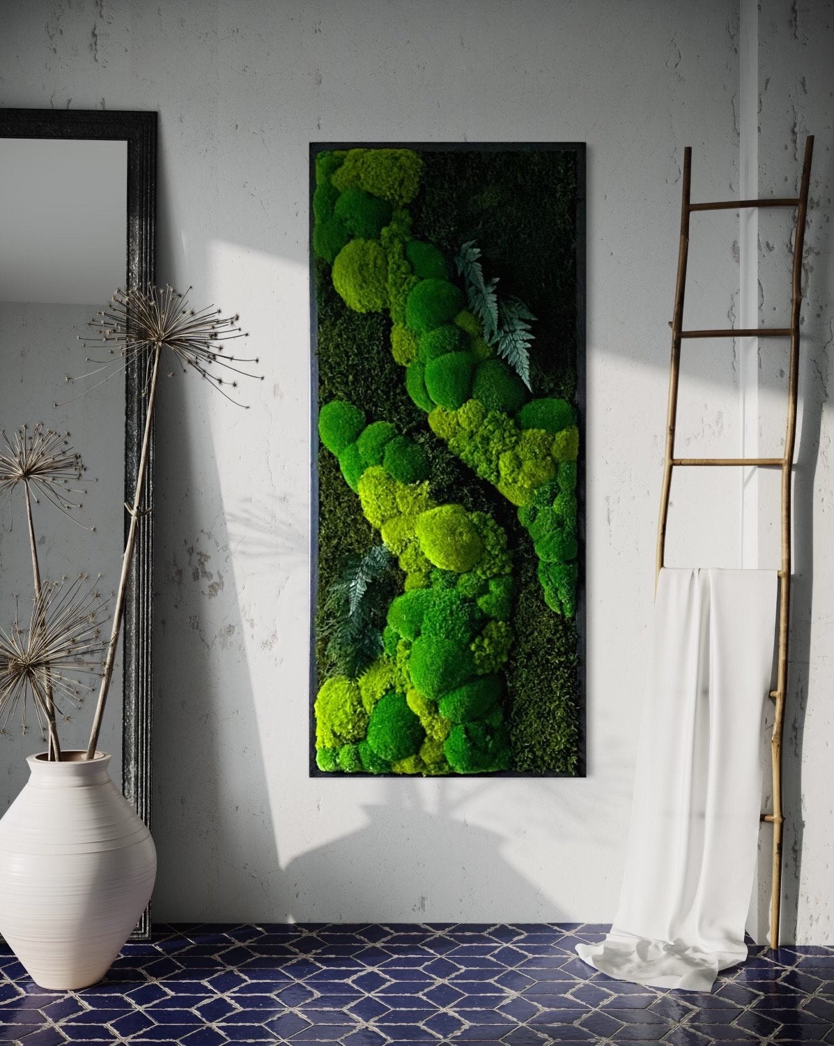 Moss Wall Art. Wall Decor. Green wall. Oak frame Statement Art. Planted mosswall