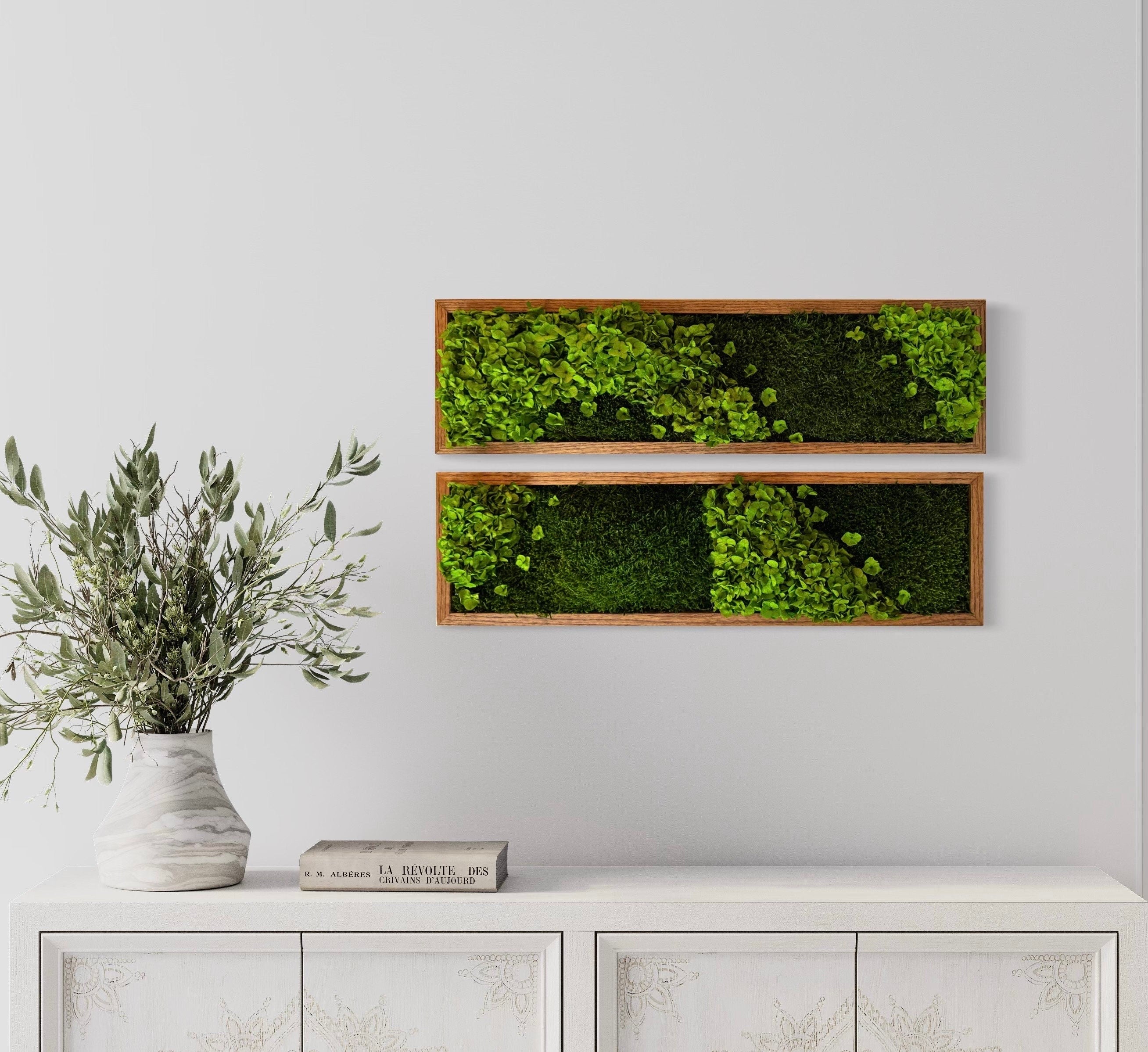 Set of 2 Moss Wall Art. Preserved Moss Art. Moss Art Panels. Green Wall Art.