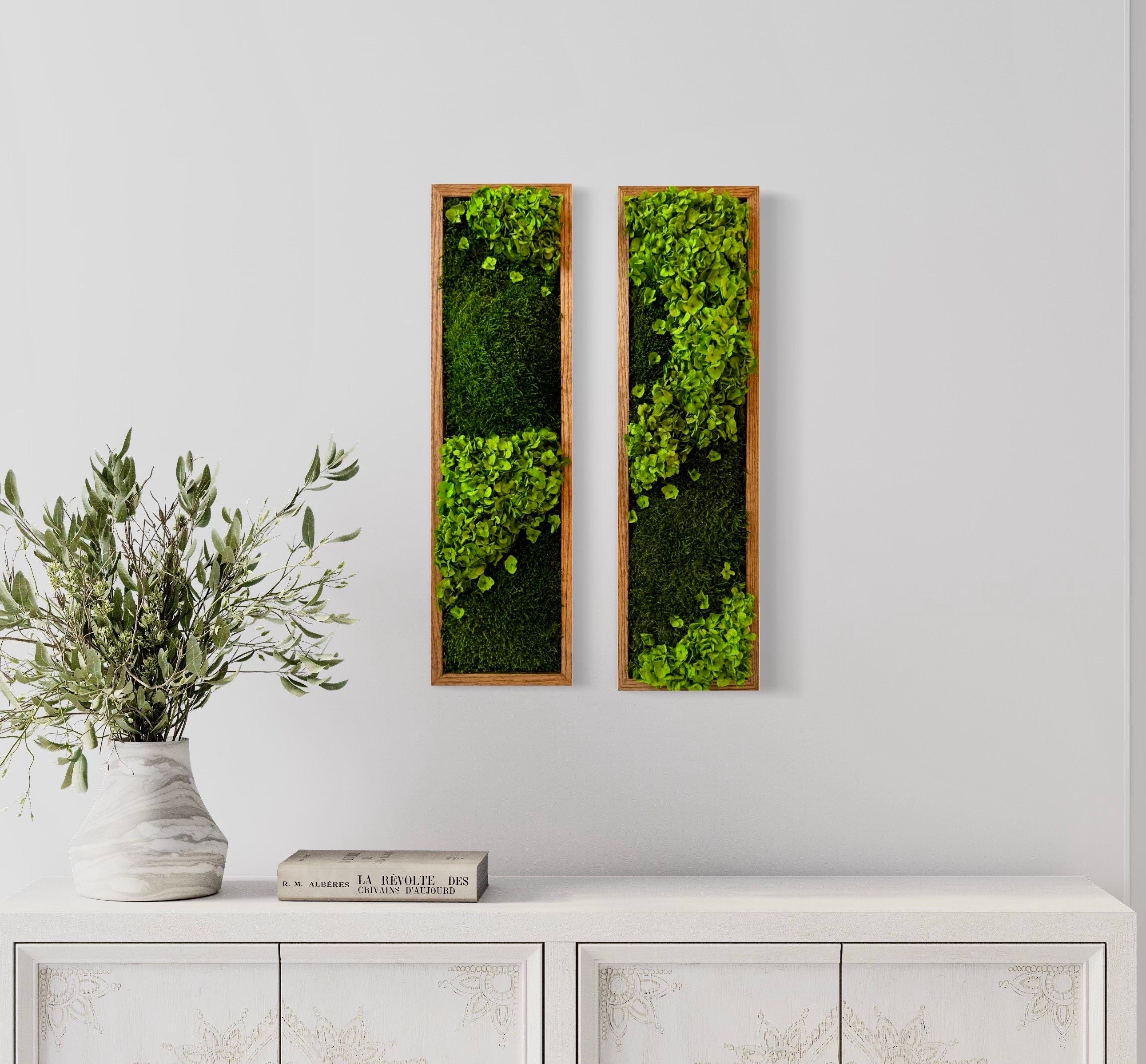 Set of 2 Moss Wall Art. Preserved Moss Art. Moss Art Panels. Green Wall Art.