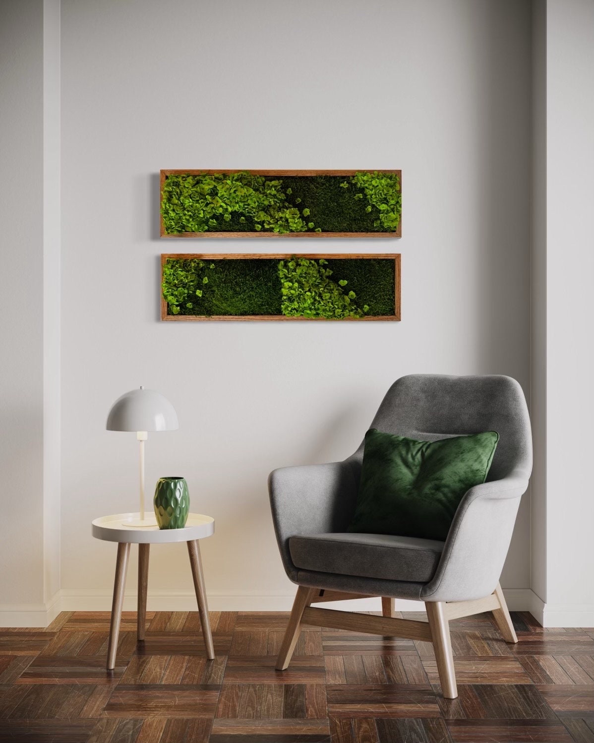 Set of 2 Moss Wall Art. Preserved Moss Art. Moss Art Panels. Green Wall Art.