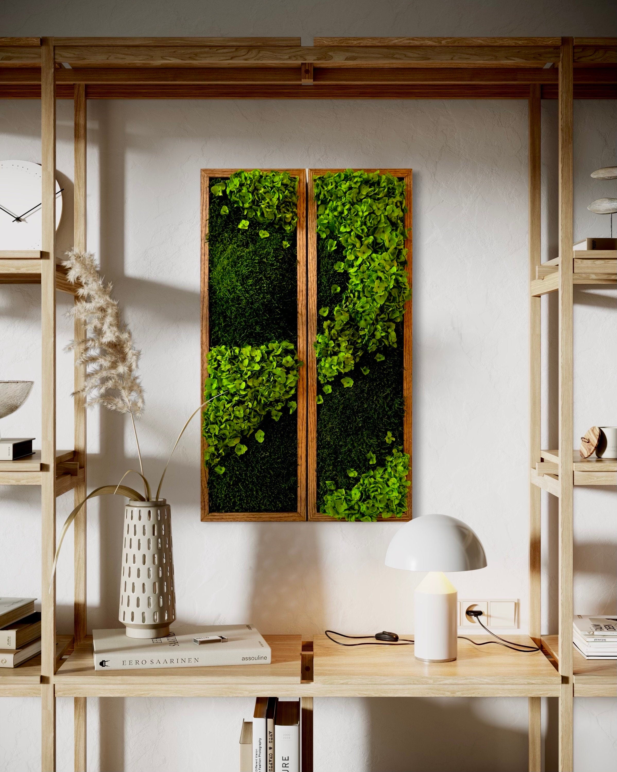 Set of 2 Moss Wall Art. Preserved Moss Art. Moss Art Panels. Green Wall Art.