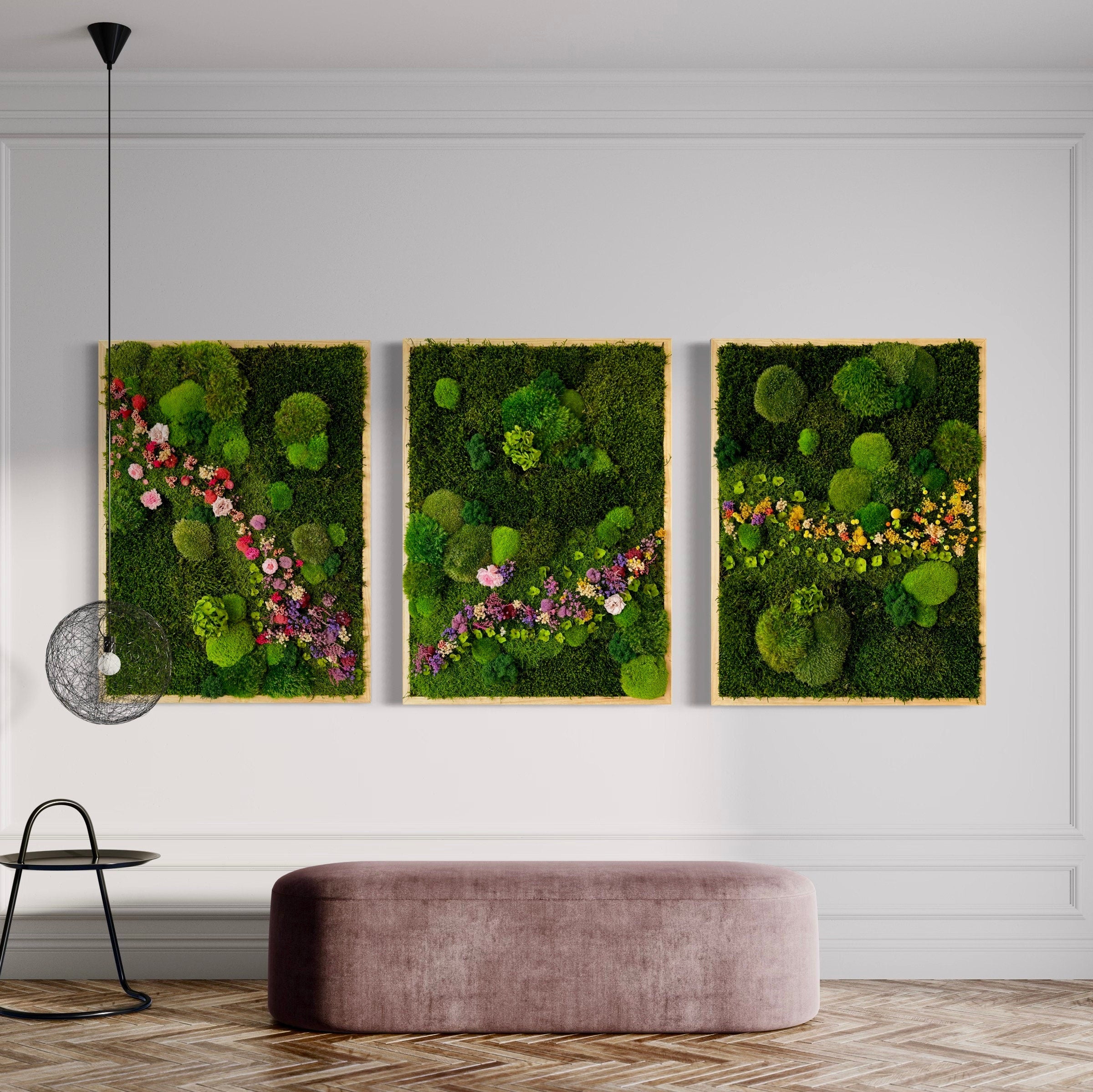 Moss wall Art. Flower art. Planted wall. Moss wall. Preserved moss