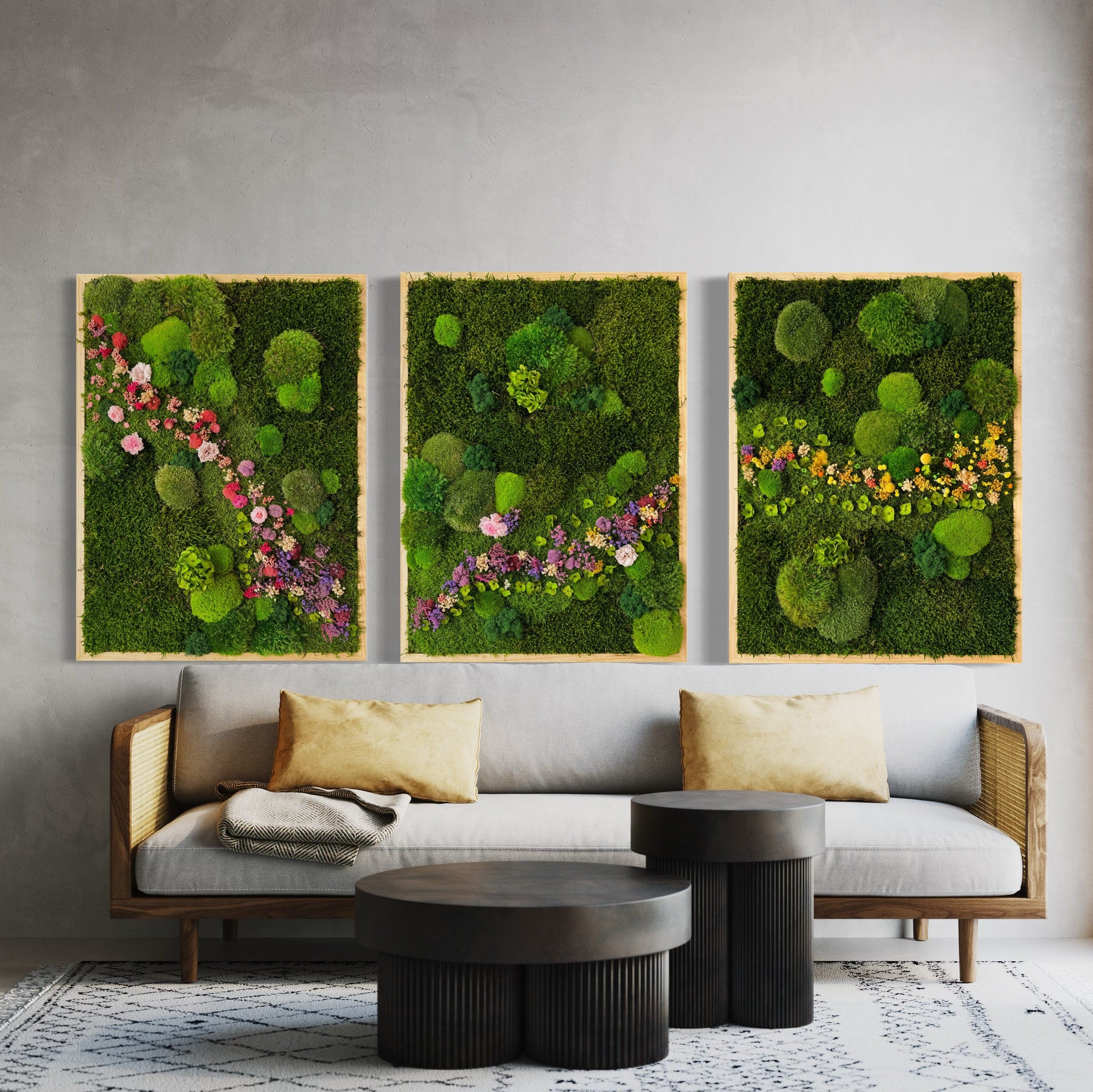 Moss wall Art. Flower art. Planted wall. Moss wall. Preserved moss