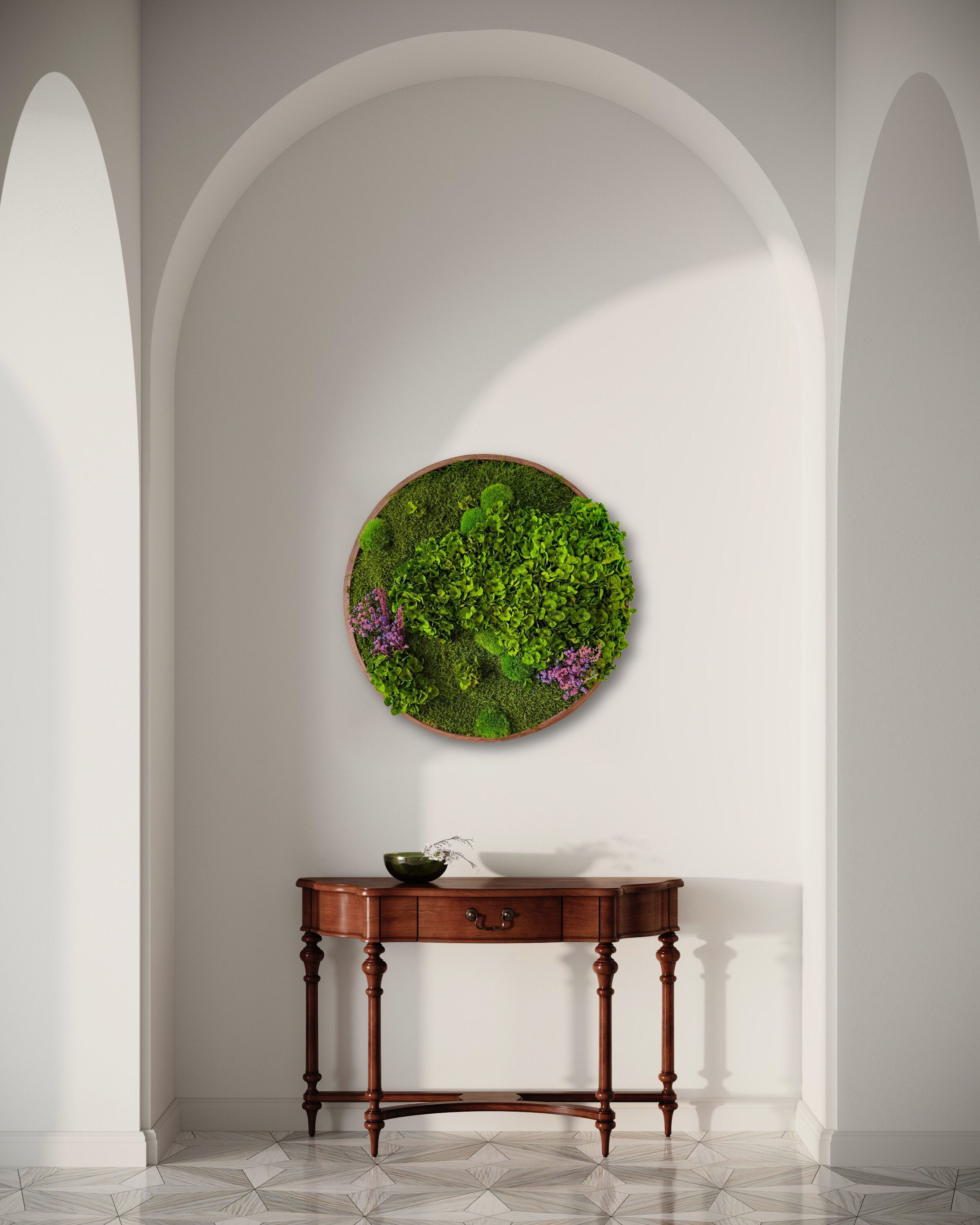 Moss wall - Preserved Moss - Round art - circular art - living wall - Moss Art - Green wall art