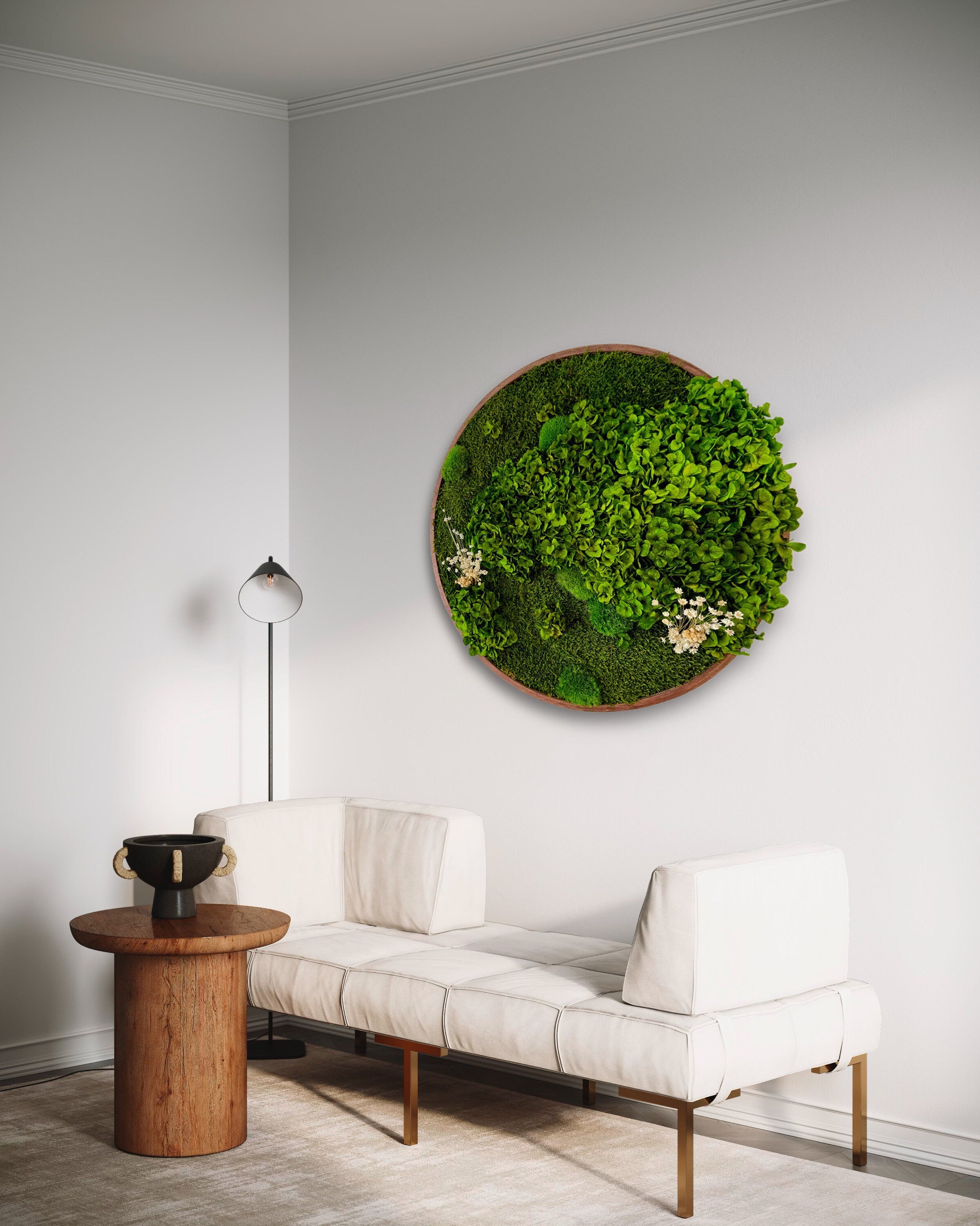 Moss wall - Preserved Moss - Round art - circular art - living wall - Moss Art - Green wall art