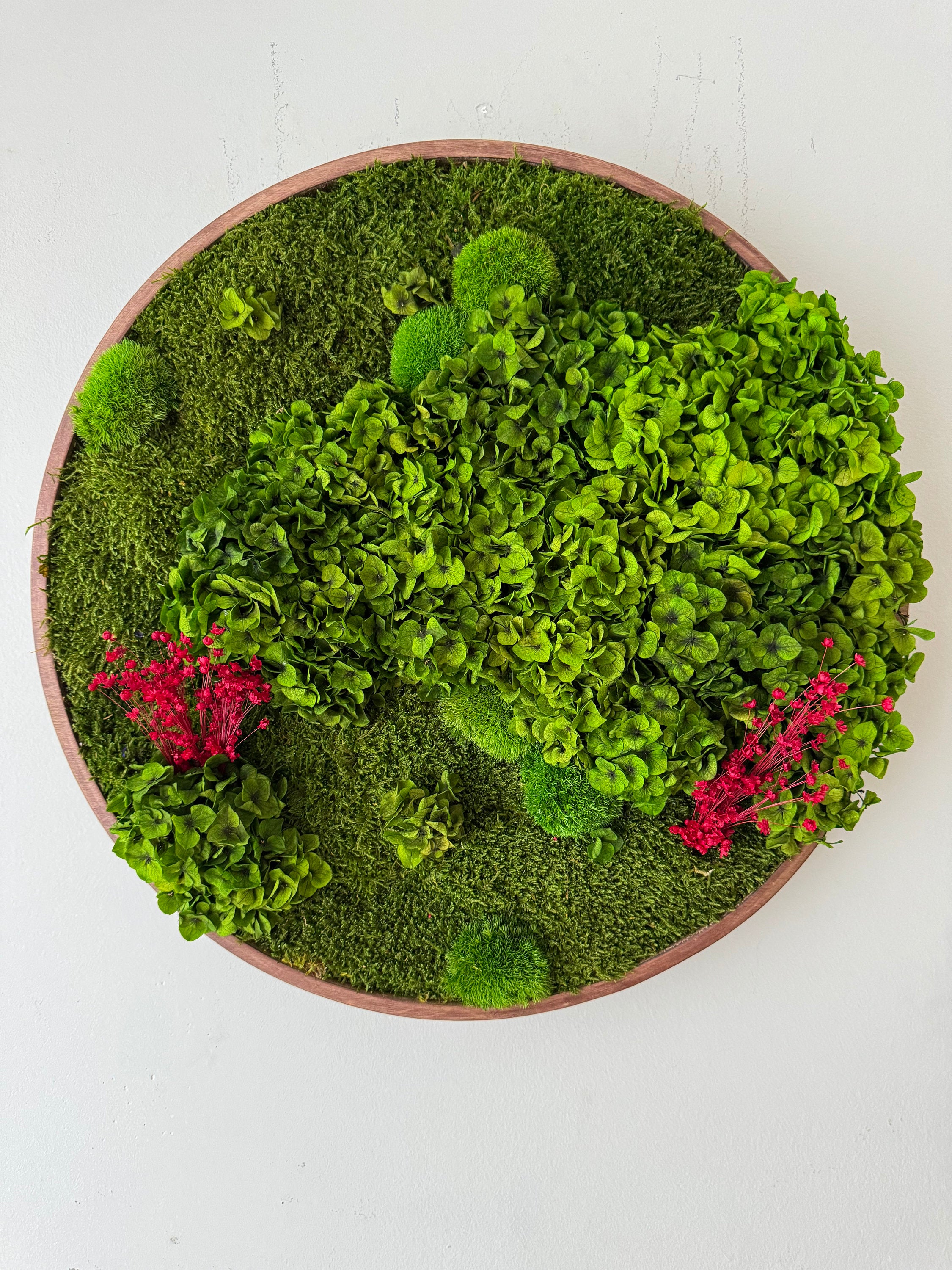 Moss wall - Preserved Moss - Round art - circular art - living wall - Moss Art - Green wall art