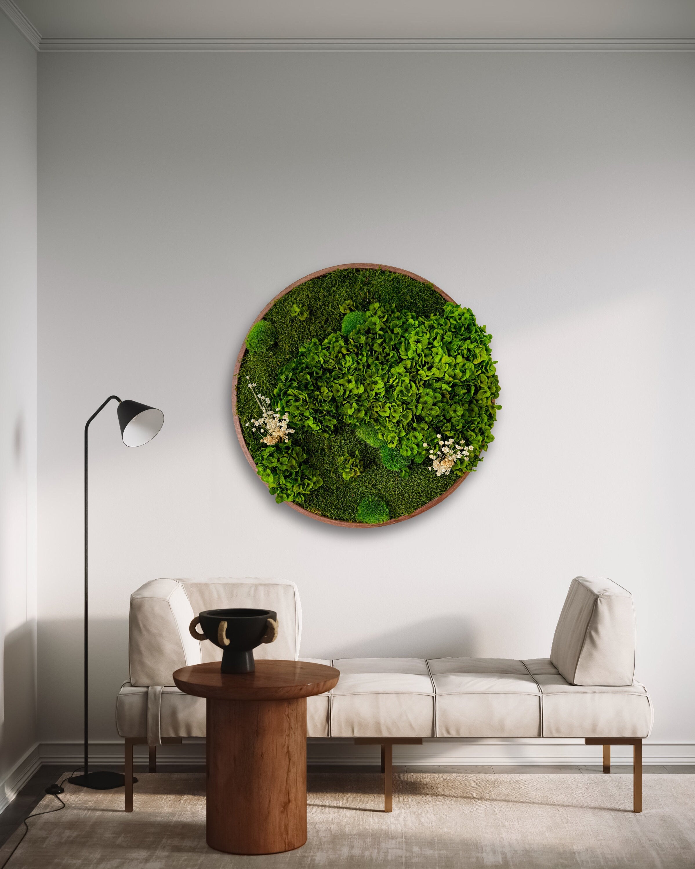 Moss wall - Preserved Moss - Round art - circular art - living wall - Moss Art - Green wall art