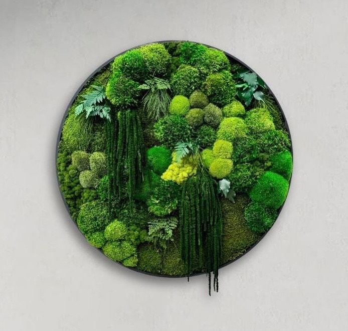 Large Moss wall art - Preserved Moss - Round art - circular art - green wall