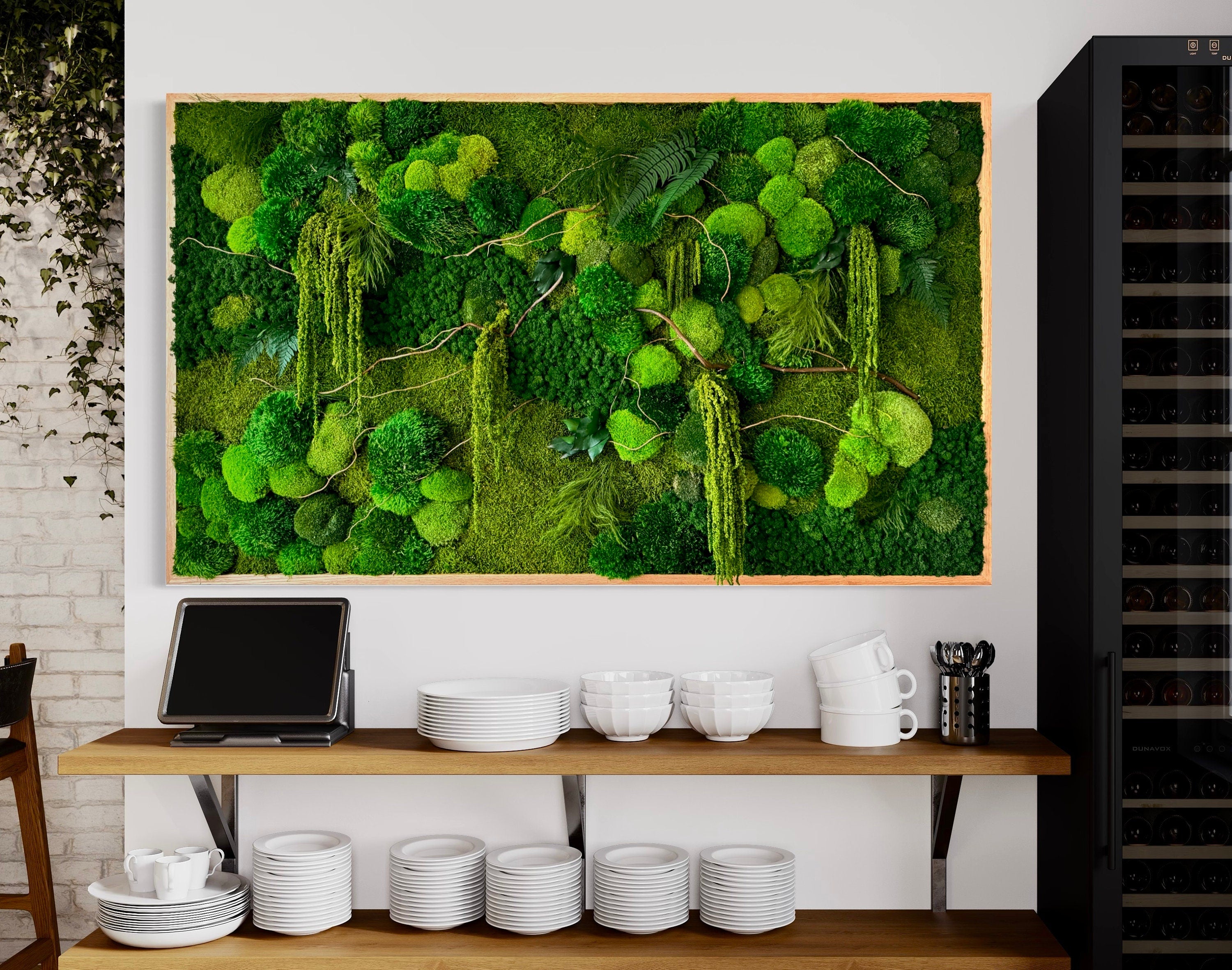 Moss wall art. Preserved Moss wall. Plant wall. Green Wall art with preserved plants