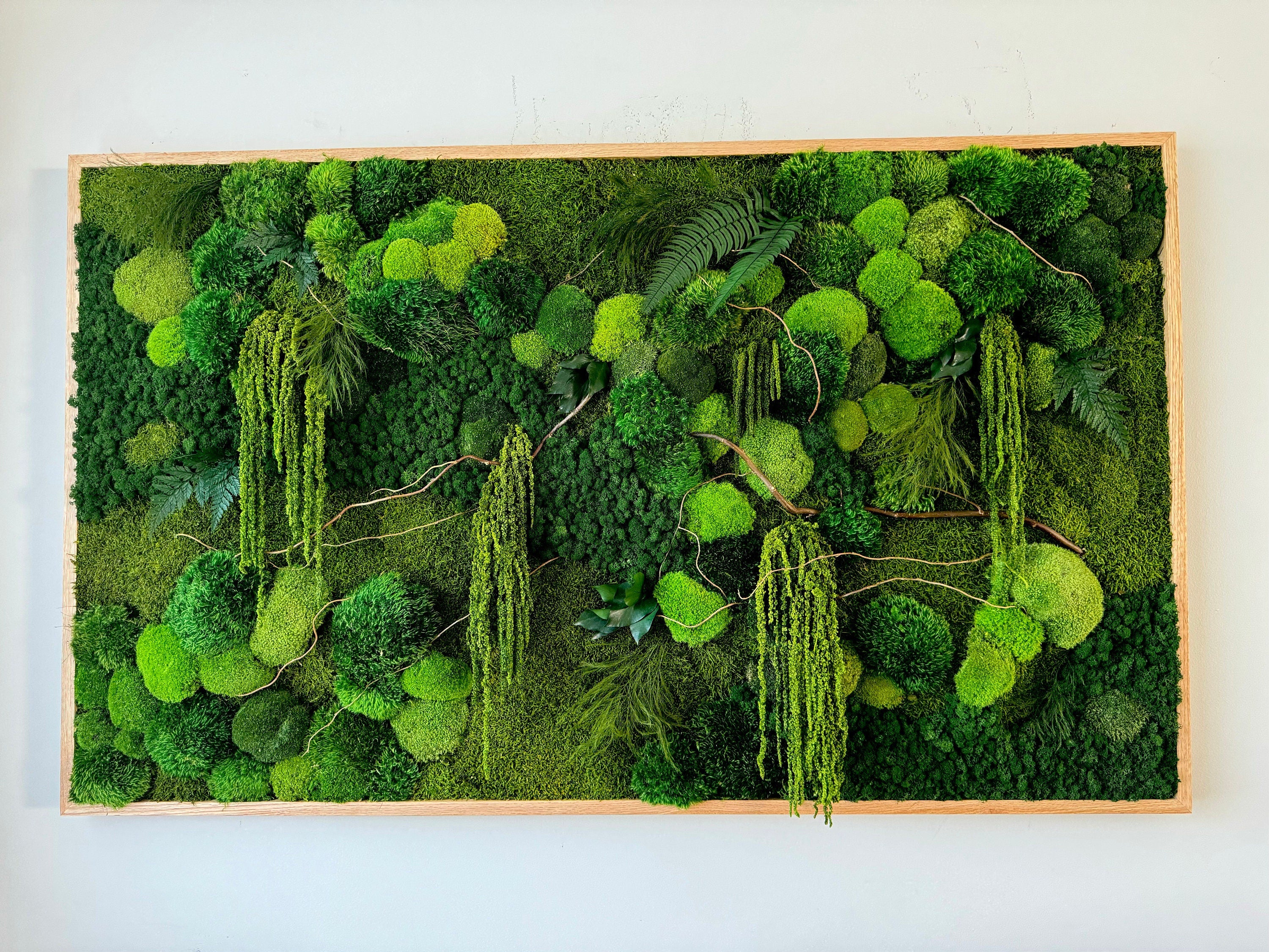 Moss wall art. Preserved Moss wall. Plant wall. Green Wall art with preserved plants