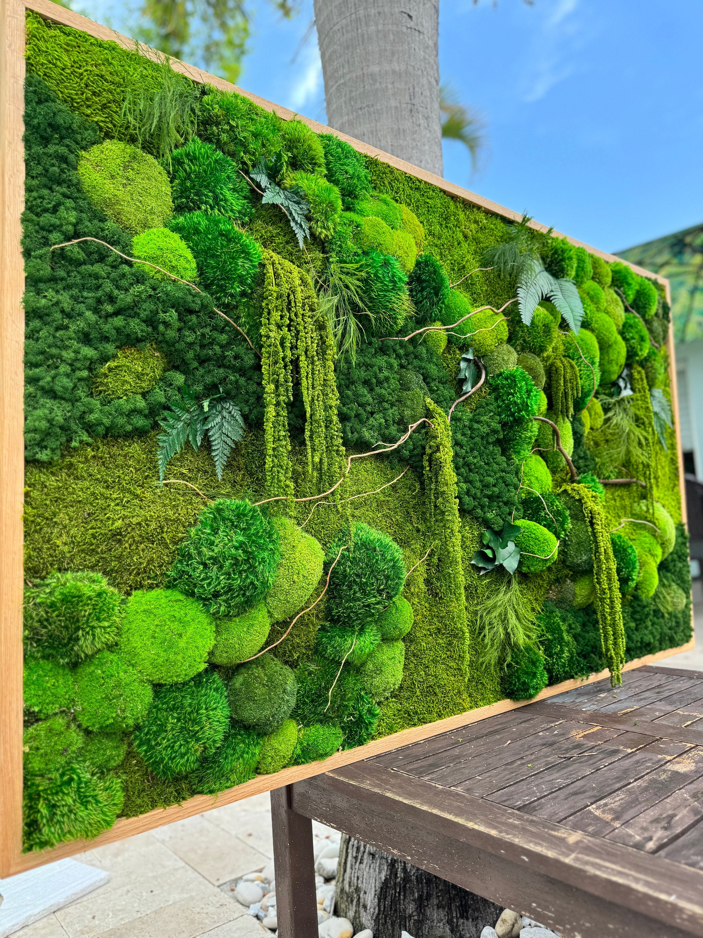 Moss wall art. Preserved Moss wall. Plant wall. Green Wall art with preserved plants