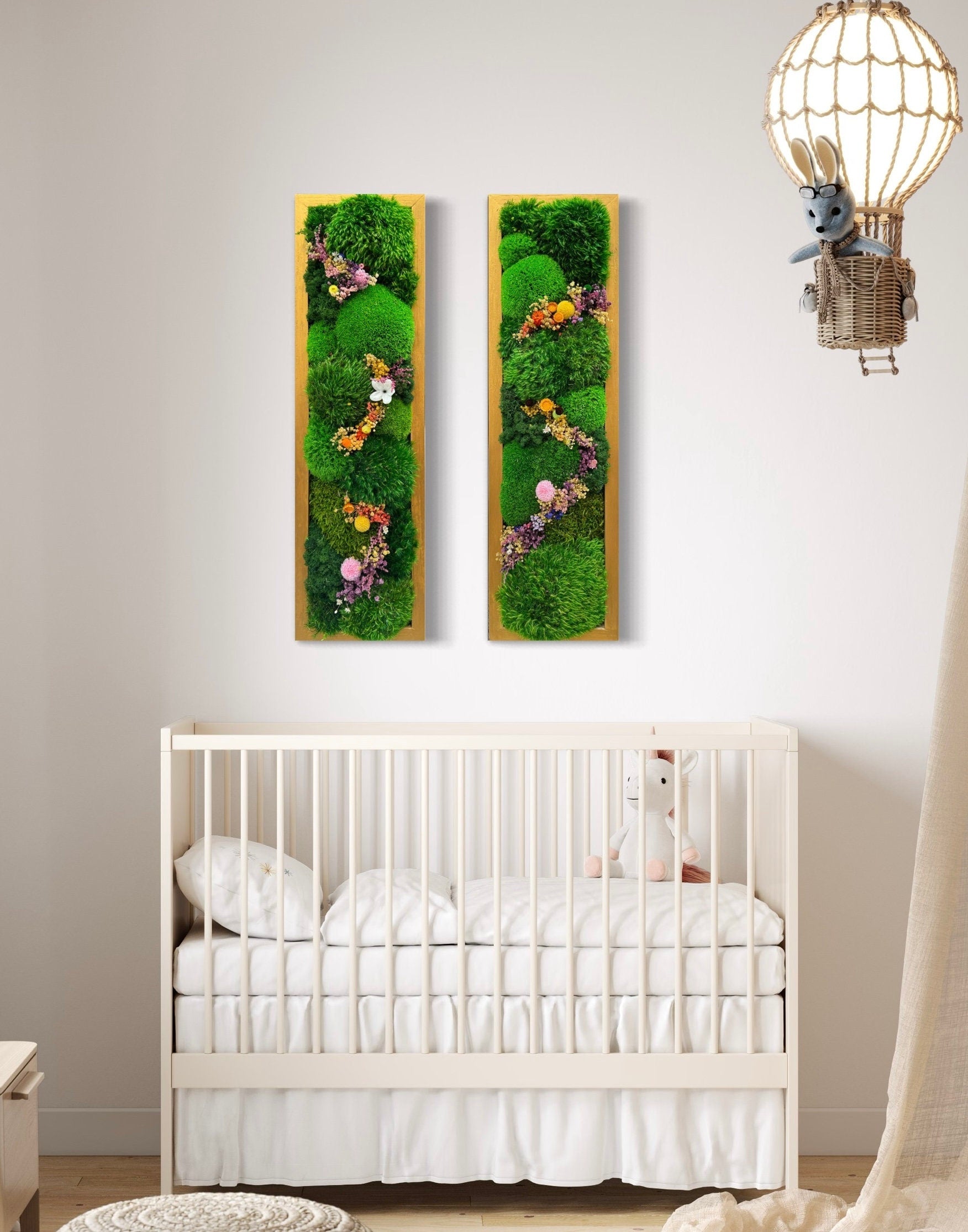 Moss Wall Art. Moss Art. Preserved Moss. Green wall. Moss with flowers