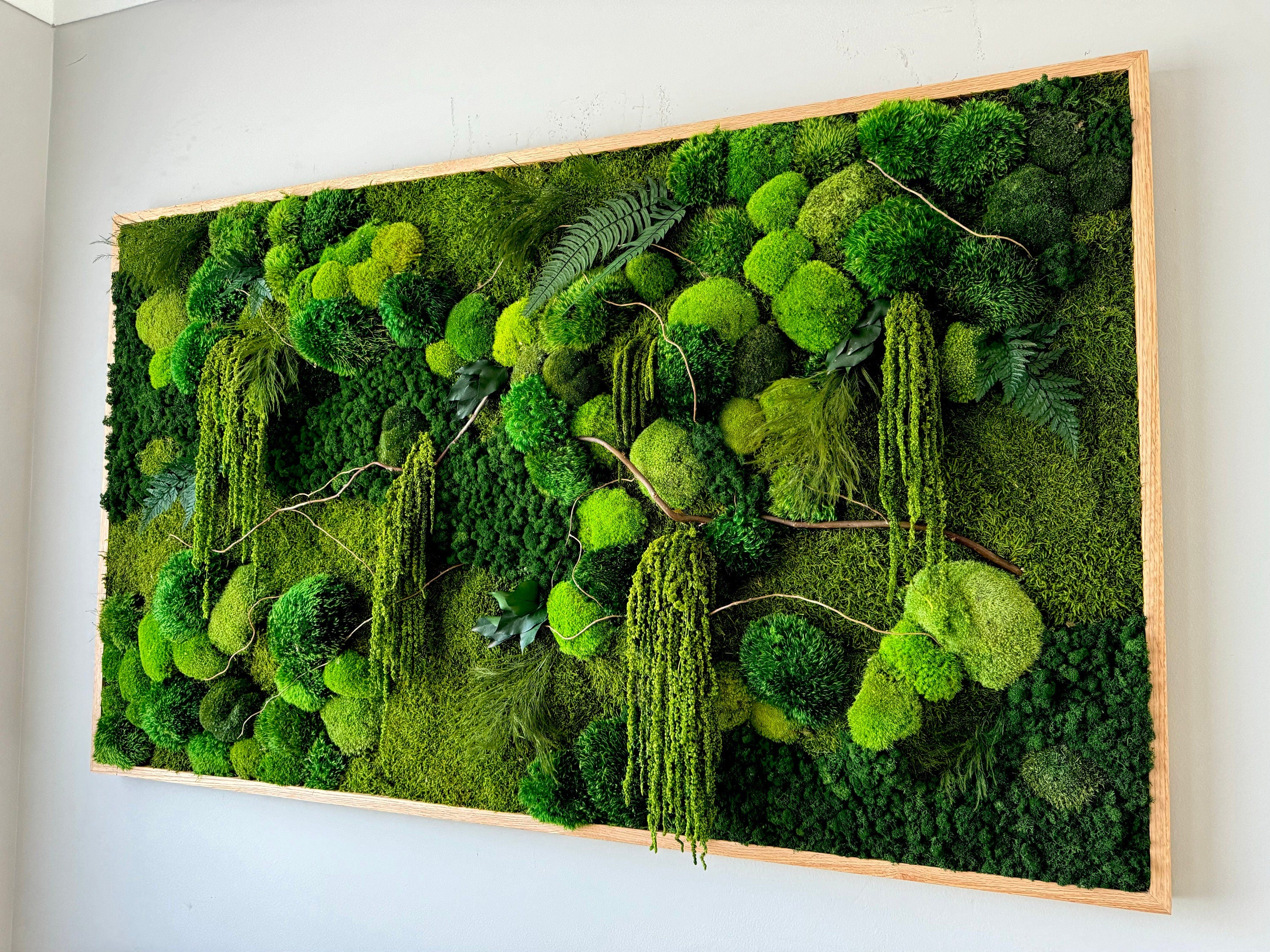 Moss wall art. Preserved Moss wall. Plant wall. Green Wall art with preserved plants