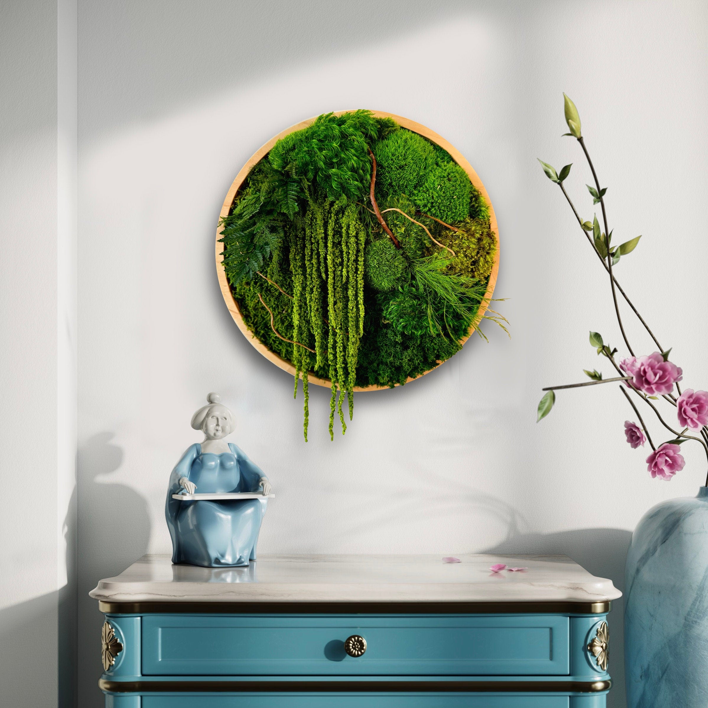 Moss wall art - Preserved Moss - Round art - circular art - Moss circles sets