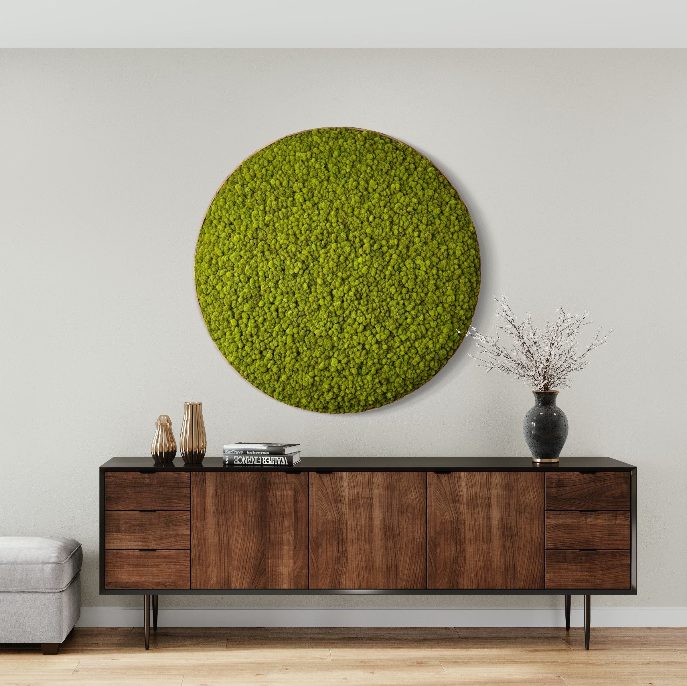 Moss Wall Art. Preserved moss. Statement Art. Planted wall. Round art