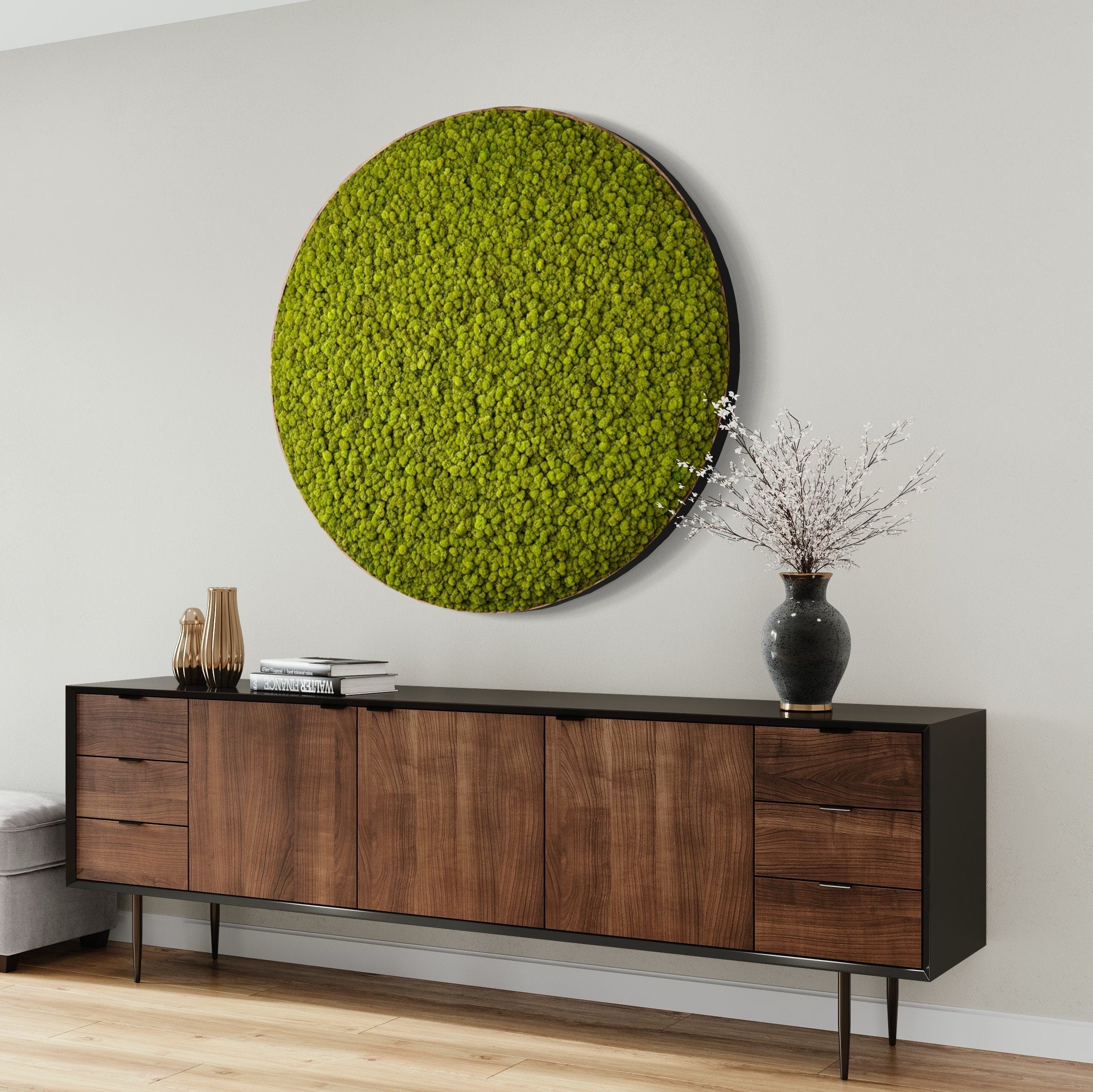 Moss Wall Art. Preserved moss. Statement Art. Planted wall. Round art