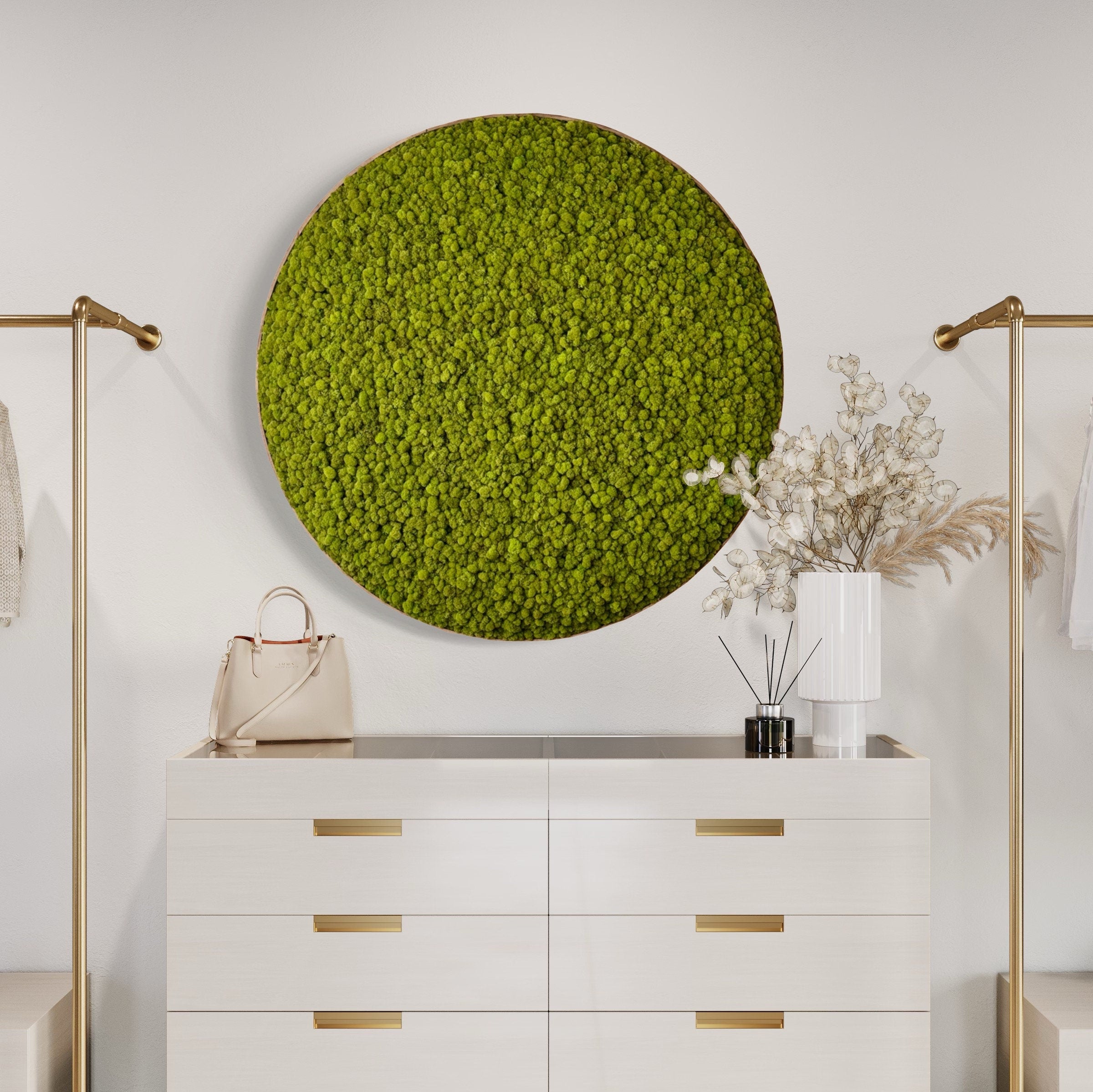 Moss Wall Art. Preserved moss. Statement Art. Planted wall. Round art