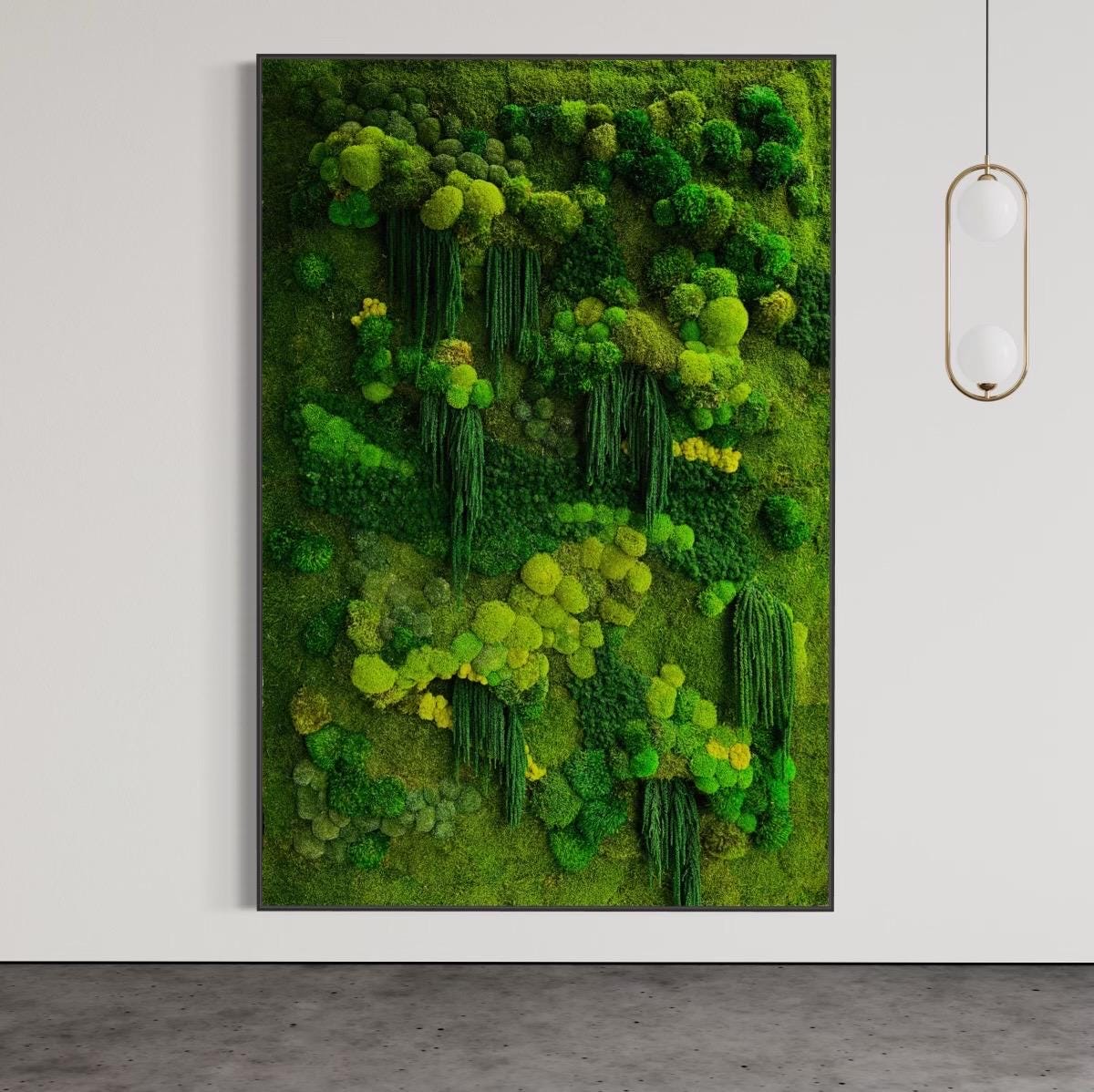 Handcrafted Moss Wall Art with Oak Frame | Mixed Moss & Amaranthus | Unique Natural Home Décor