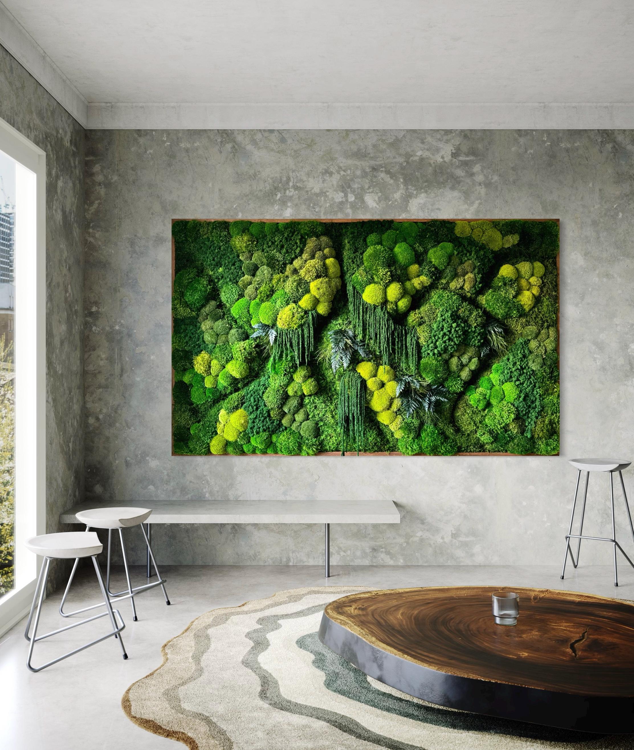 Moss Wall Art. Wall Decor. Green wall. Oak frame Statement Art. Planted mosswall