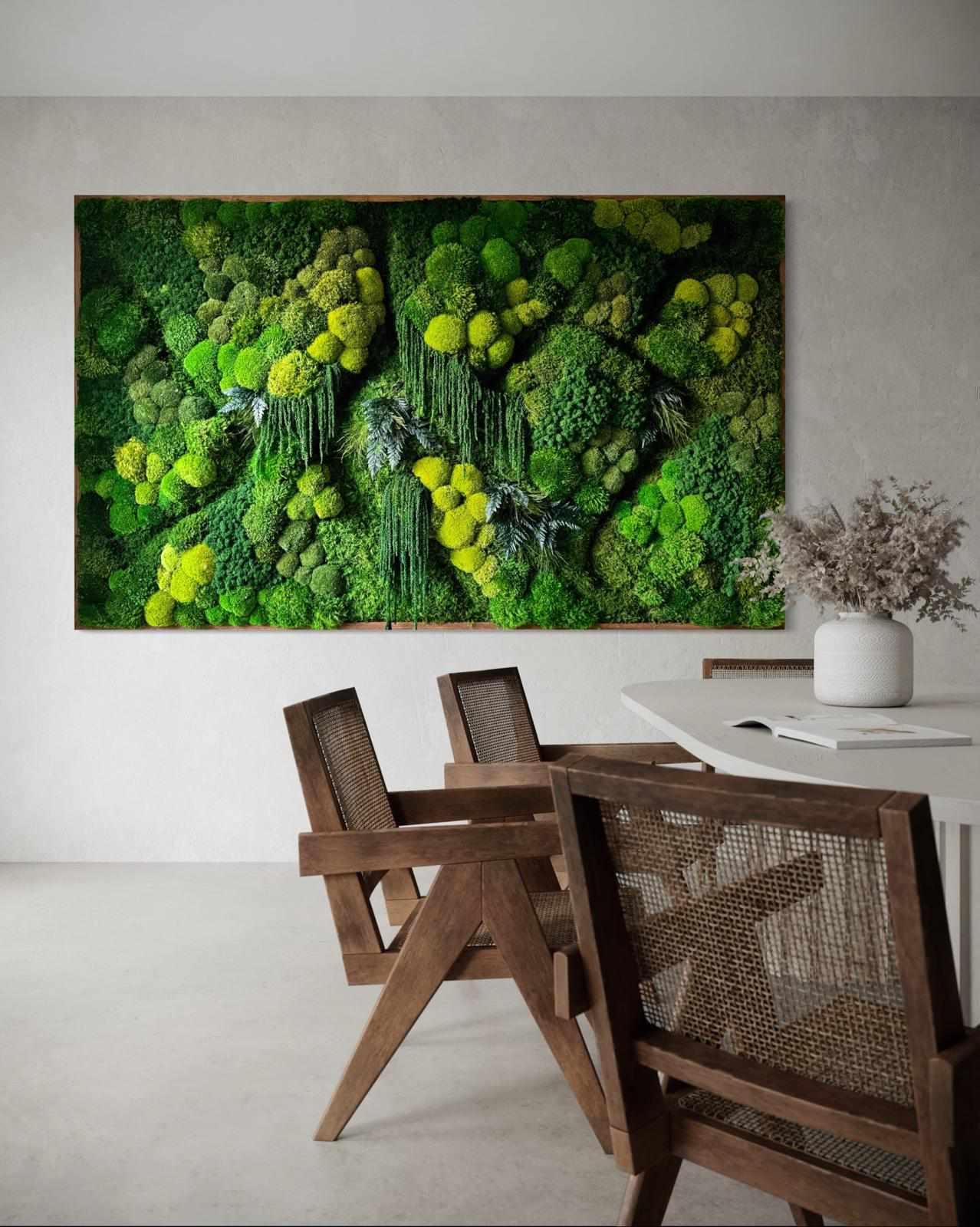Moss Wall Art. Wall Decor. Green wall. Oak frame Statement Art. Planted mosswall