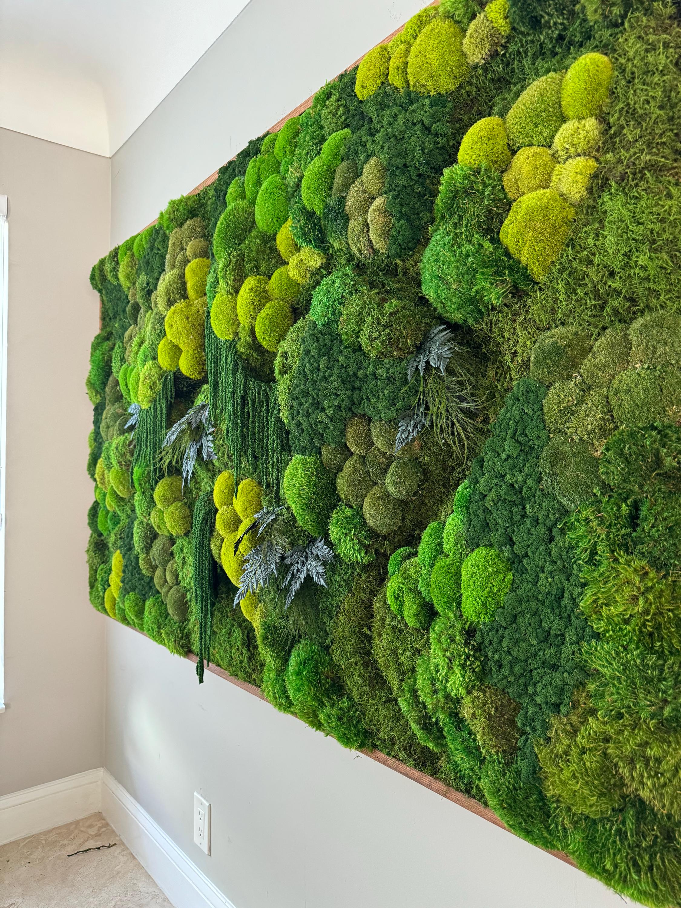 Moss Wall Art. Wall Decor. Green wall. Oak frame Statement Art. Planted mosswall