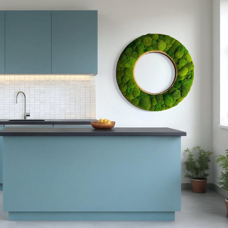 Moss Wall Art - Round wall art - Moss Ring - Preserved Moss Art with LED lighting - Statement Wall Art