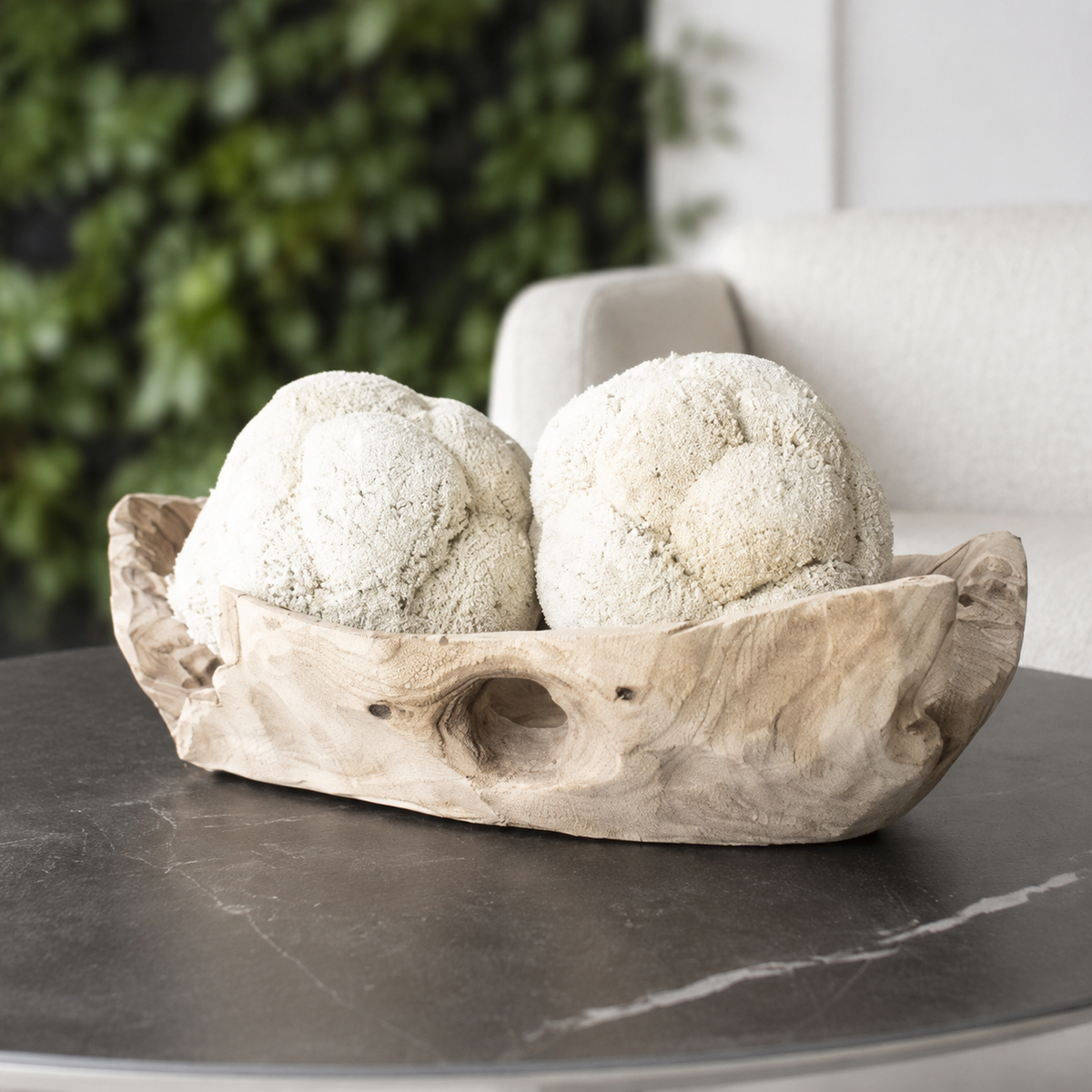 IVORY PILLOW BALL Moss Centerpiece